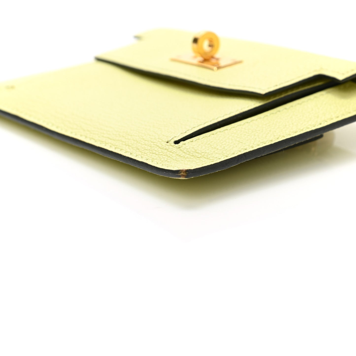 Chevre Mysore Kelly Pocket Compact Wallet Jaune Bourgeon