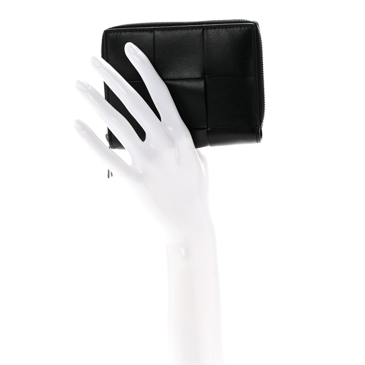 Calfskin Maxi Intreccio Zip Around Wallet Black
