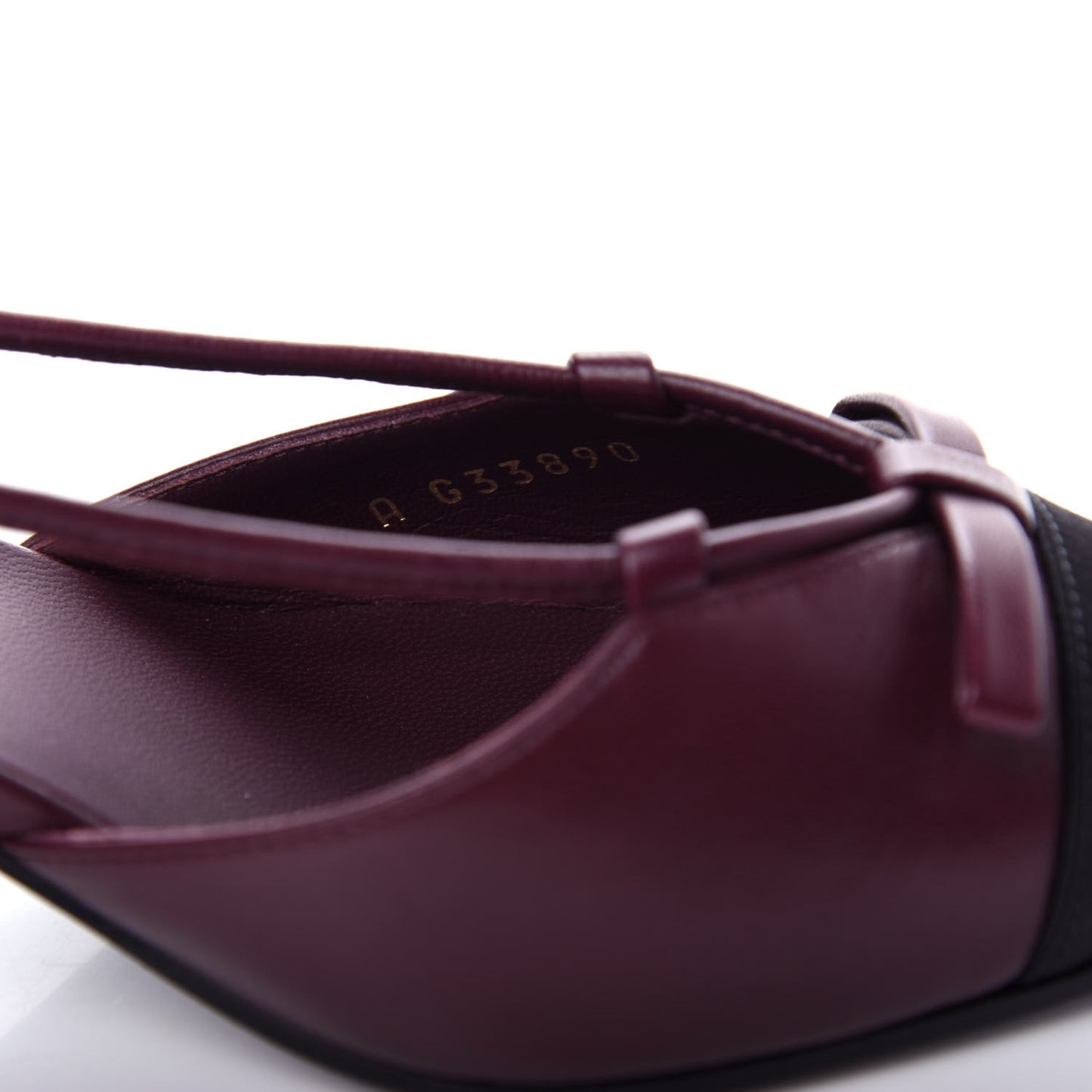 Lambskin Satin Slingback Cap Toe Bow Pumps 36.5 Burgundy Black