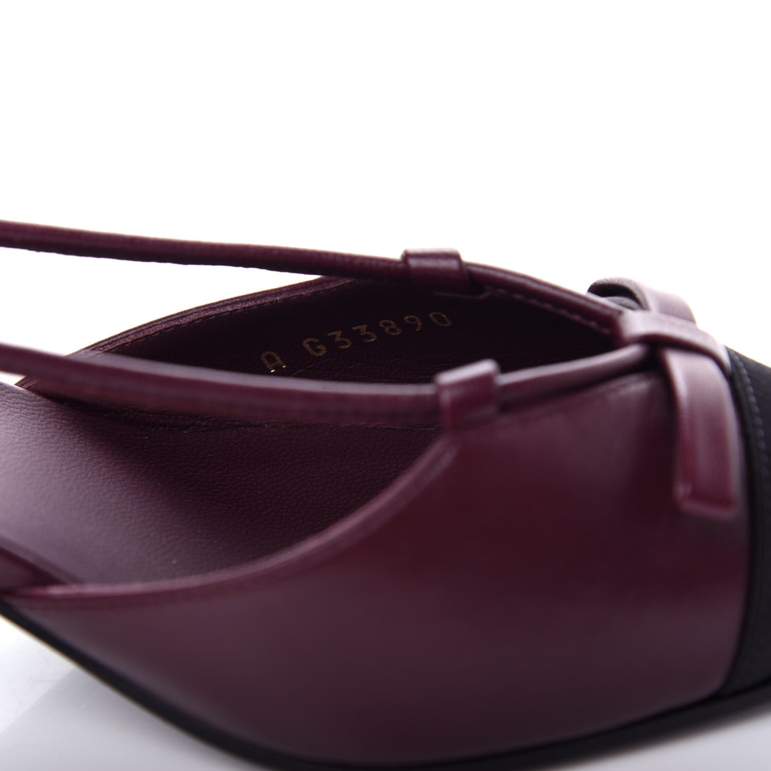 Chanel Lambskin Satin Slingback Cap Toe Bow Pumps 36.5 Burgundy Black 10 of 11