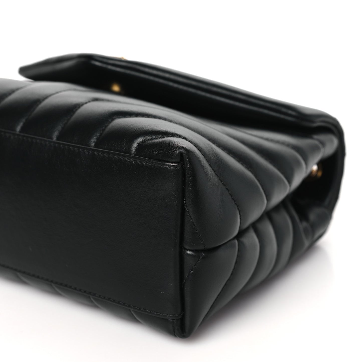 Calfskin Y Quilted Monogram Small Loulou Chain Satchel Black