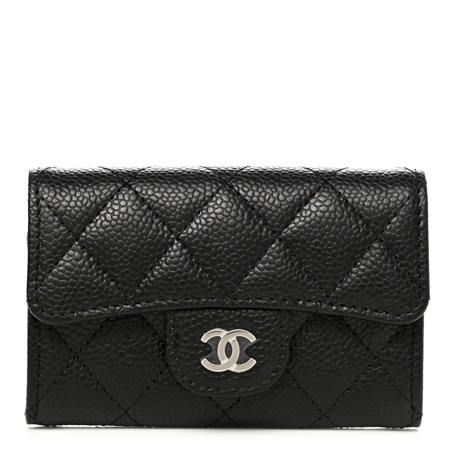 Chanel Caviar Quilted Flap Card Holder Wallet Black 1 of 9