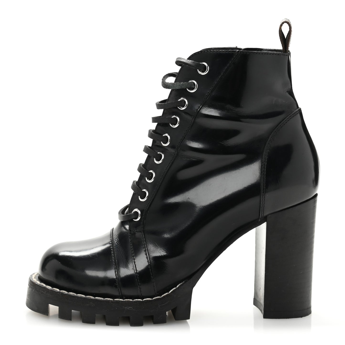 Patent Calfskin Star Trail Ankle Boots 38 Black