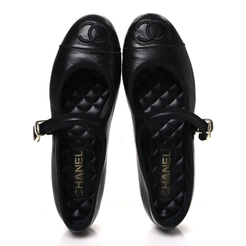 Lambskin Mary Jane Flats 40 Black