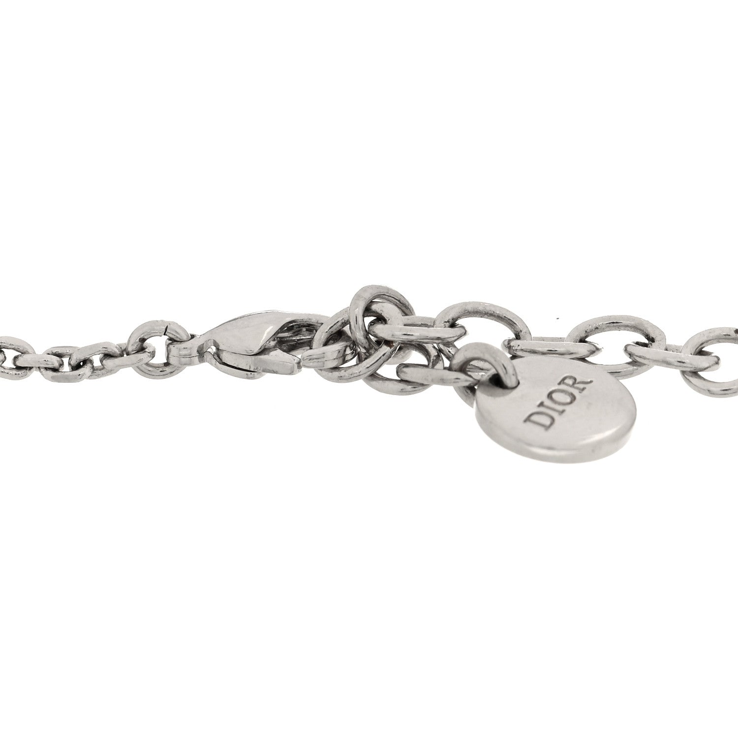 Christian Dior Palladium Pearl Logo Bracelet White Silver 4 of 5