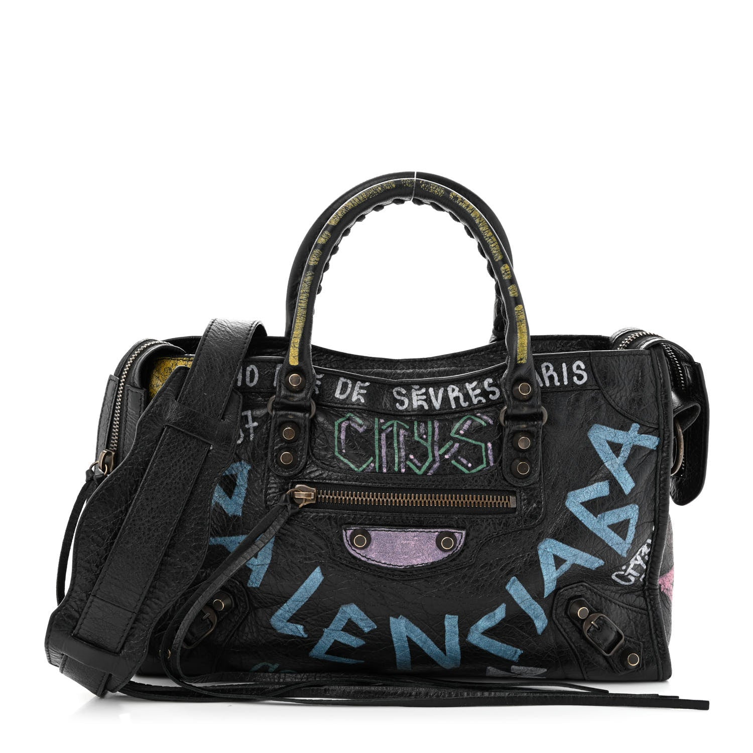 Balenciaga Agneau Graffiti All Over Classic Hardware S City Black Multicolor 1 of 10