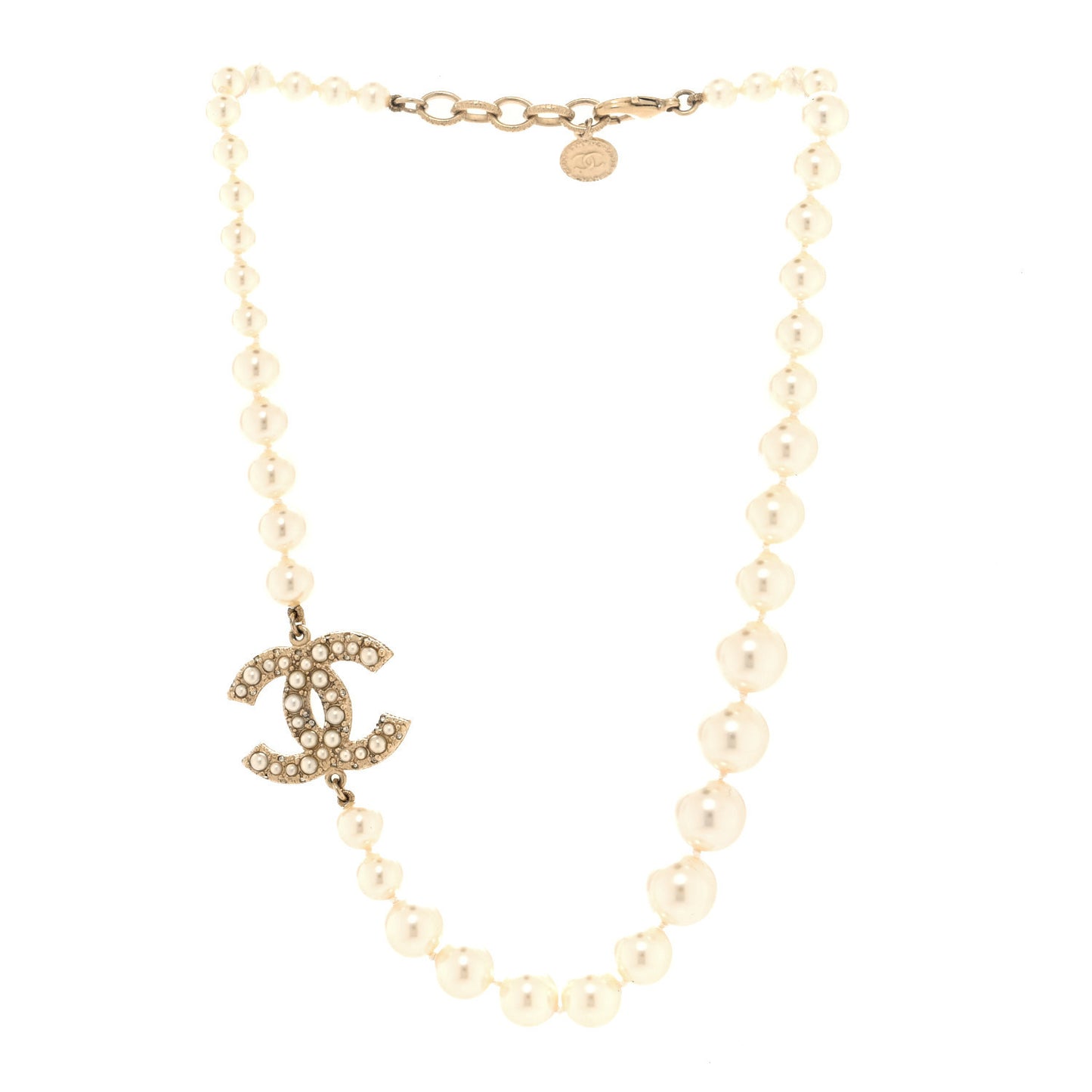 Pearl CC 100th Anniversary Necklace Light Gold