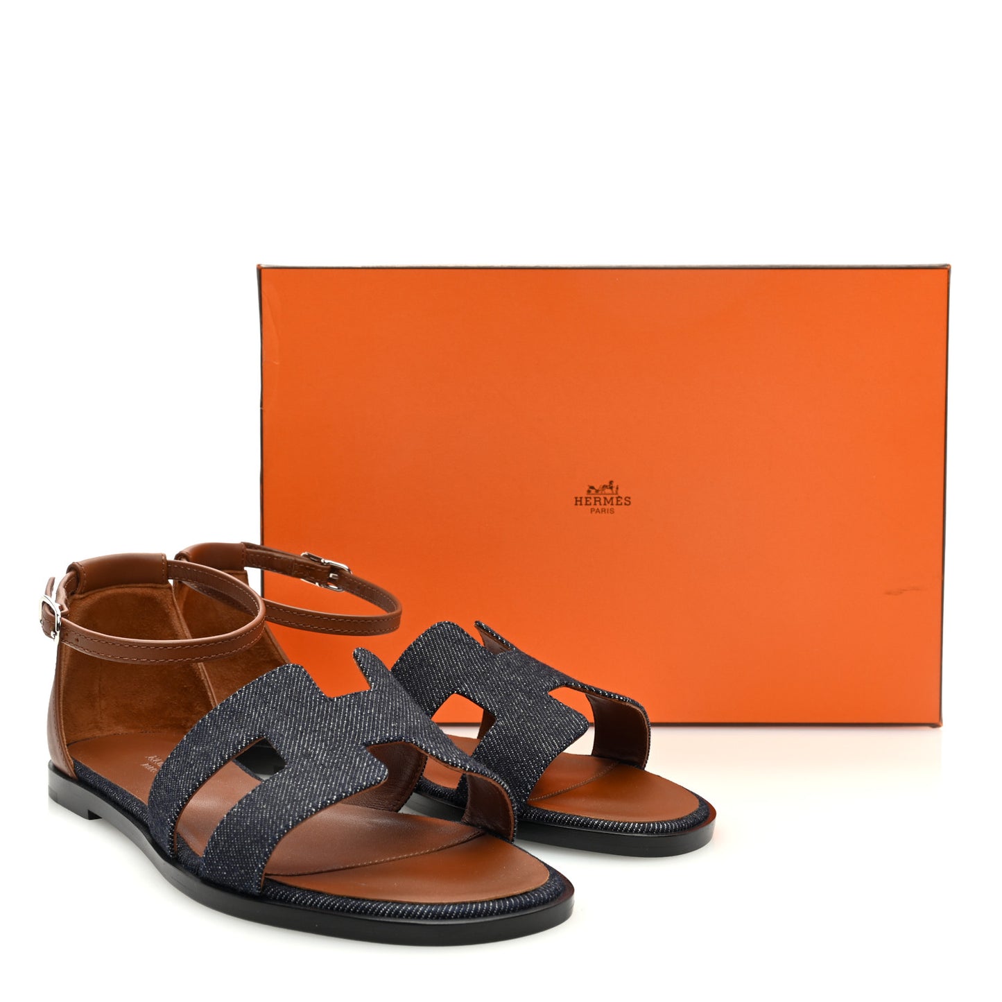 Denim Santorini Sandals 38 Bleu Brut Gold