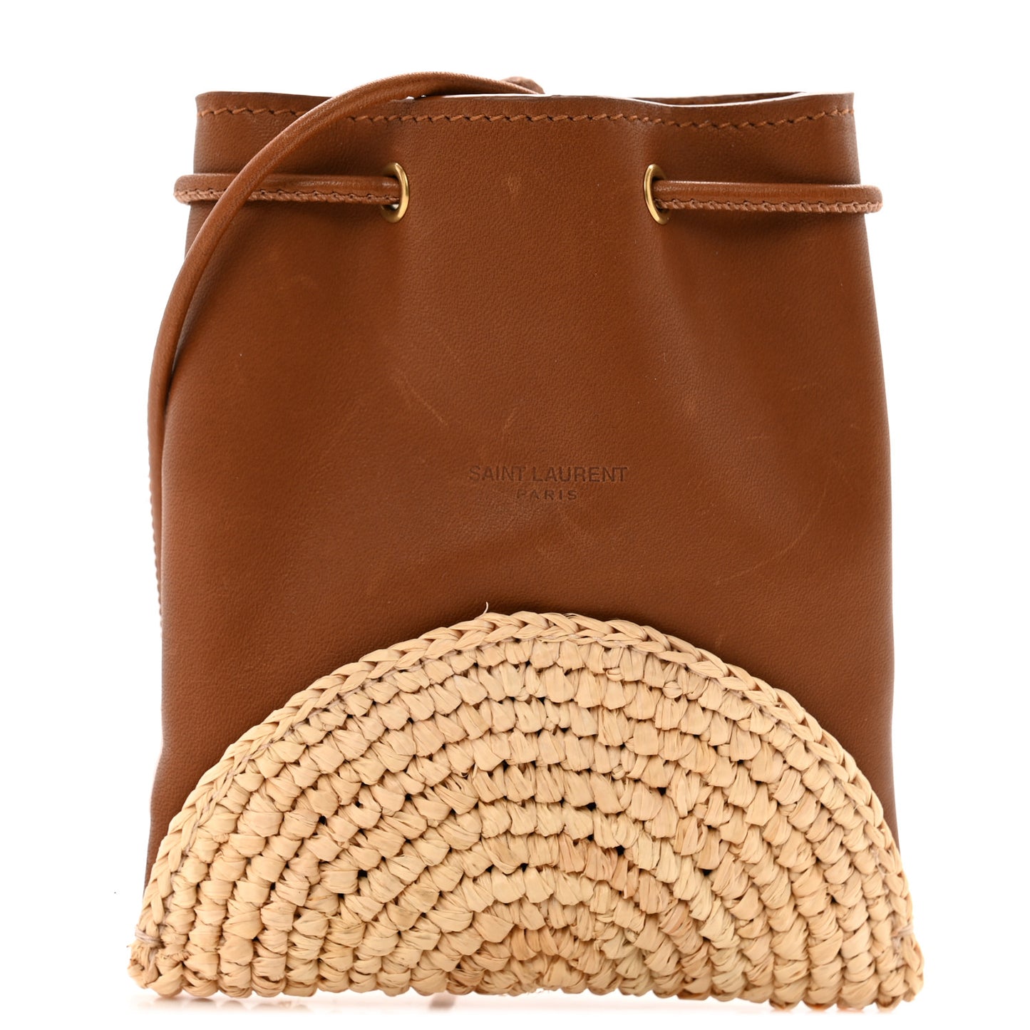 Raffia Cassandre Mini Pochon Crossbody Bag Brick Natural