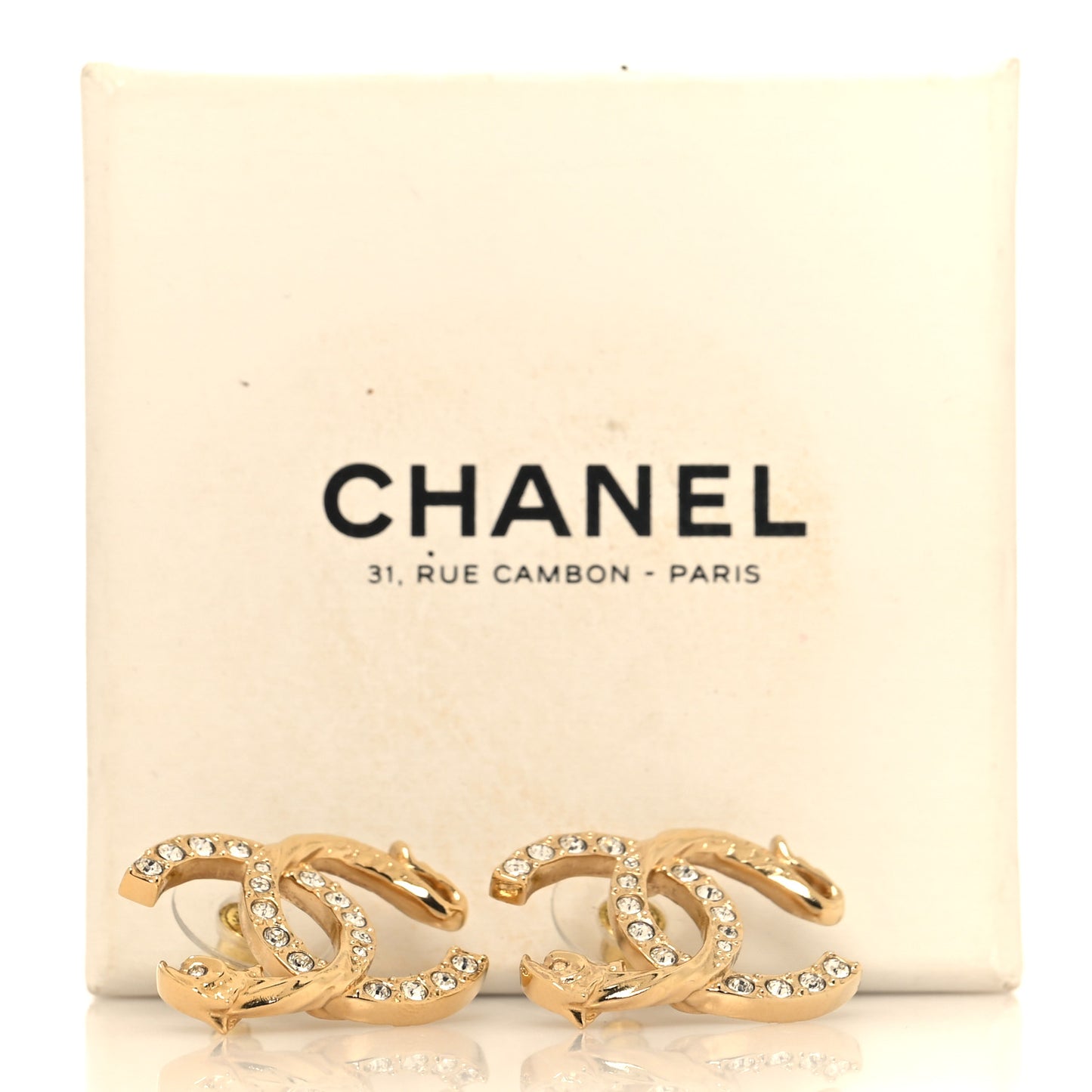 Textured Metal Crystal CC Dragon Earrings Gold