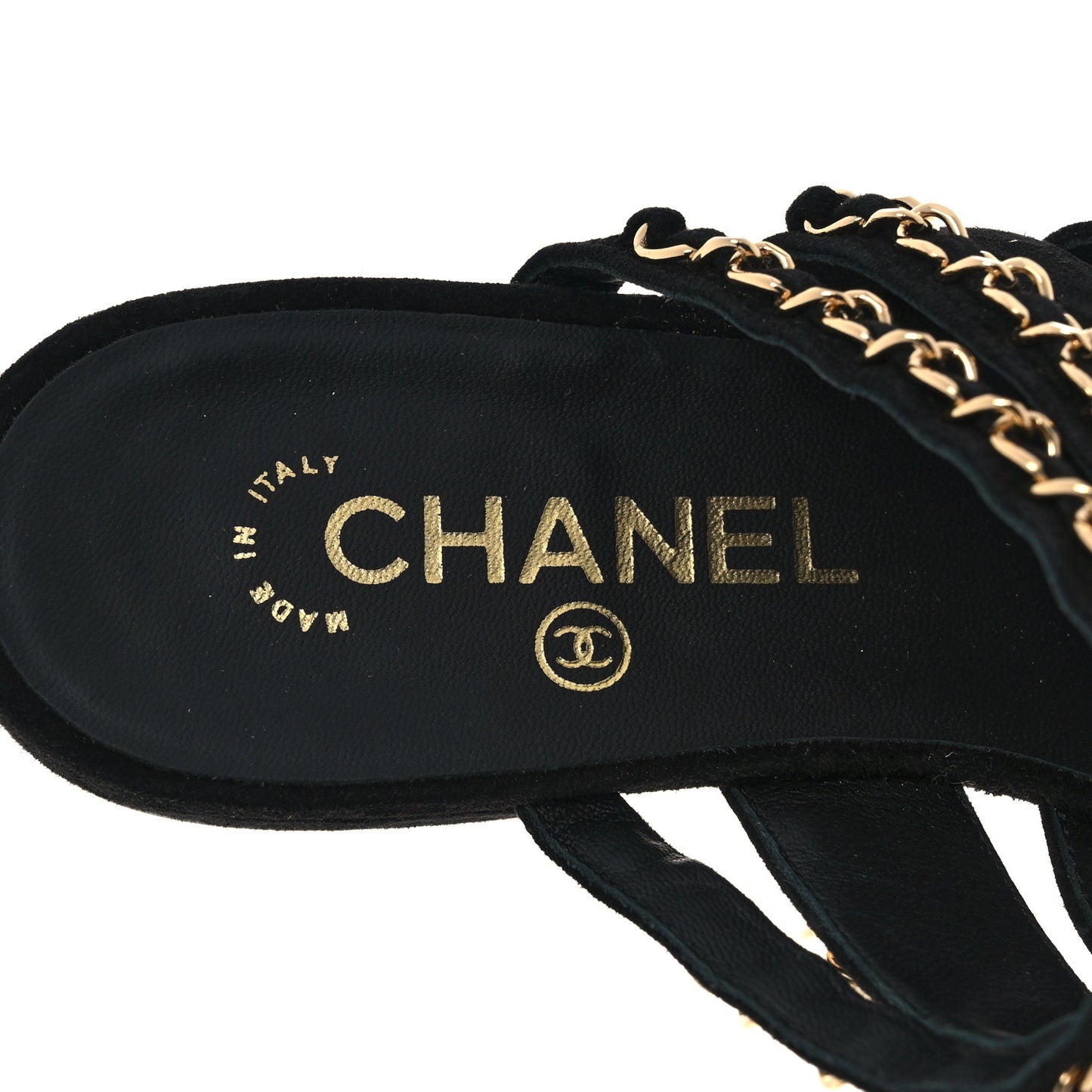 Suede Chain Mule Sandals 37 Black