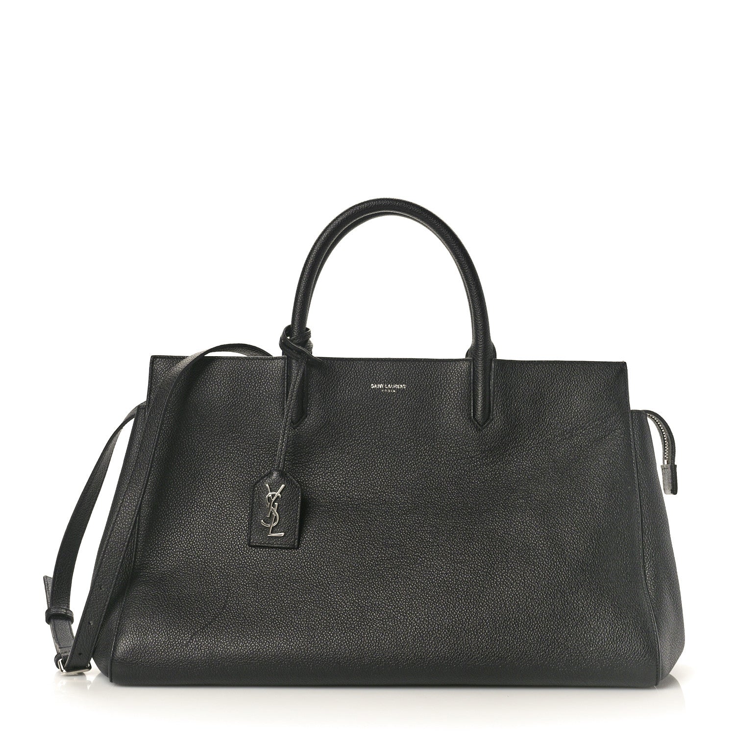Saint Laurent Grained Calfskin Small Cabas Rive Gauche Black 1 of 9