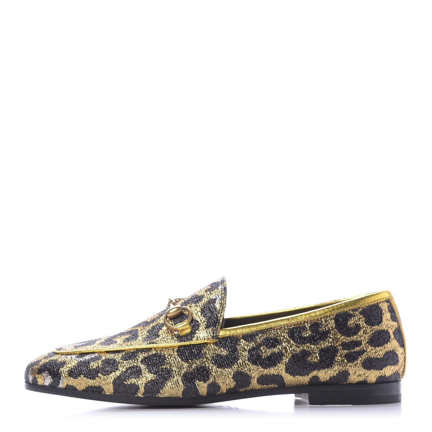 Jacquard Leopard Print Horsebit Womens Jordaan Loafers 36 Gold