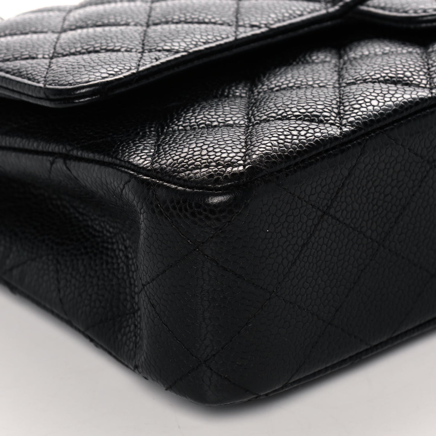 Caviar Quilted Medium Double Flap Black