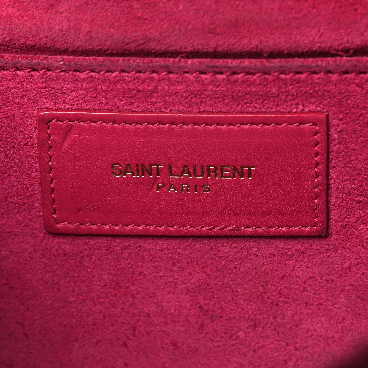 Calfskin Classic Y Ligne Clutch Fuchsia