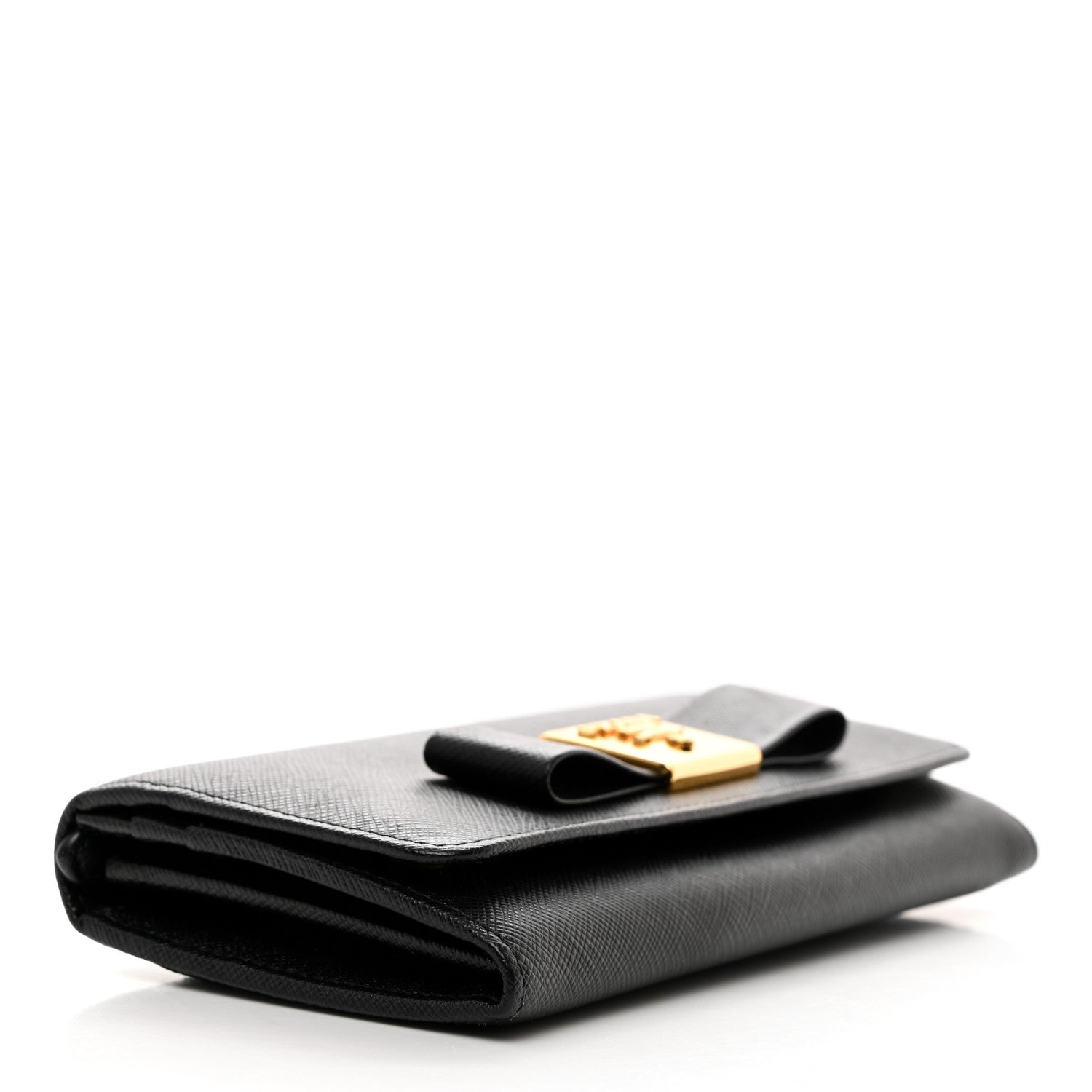 Prada Saffiano Fiocco Bow Continental Wallet Black 5 of 10