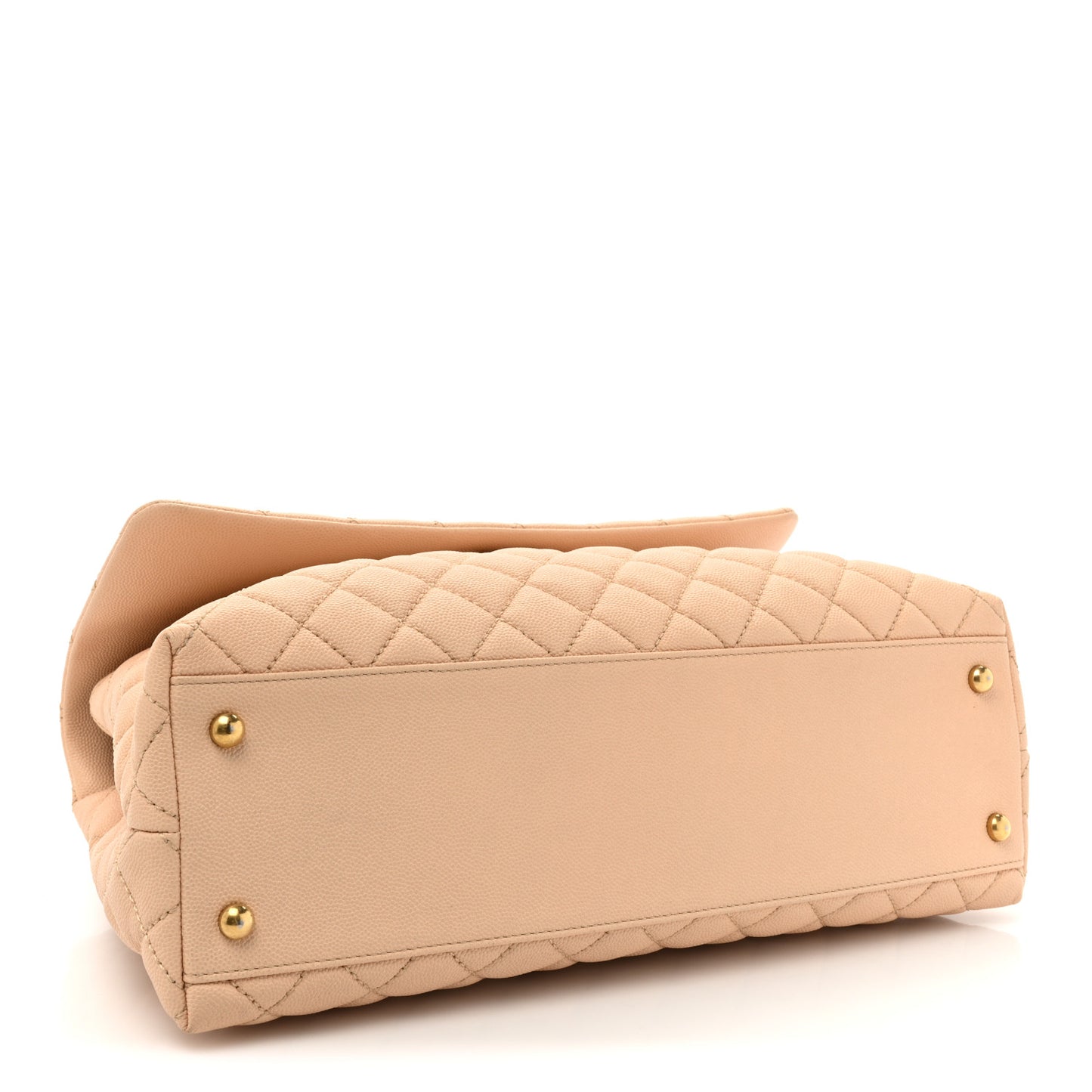 Caviar Quilted Medium Coco Handle Flap Light Beige