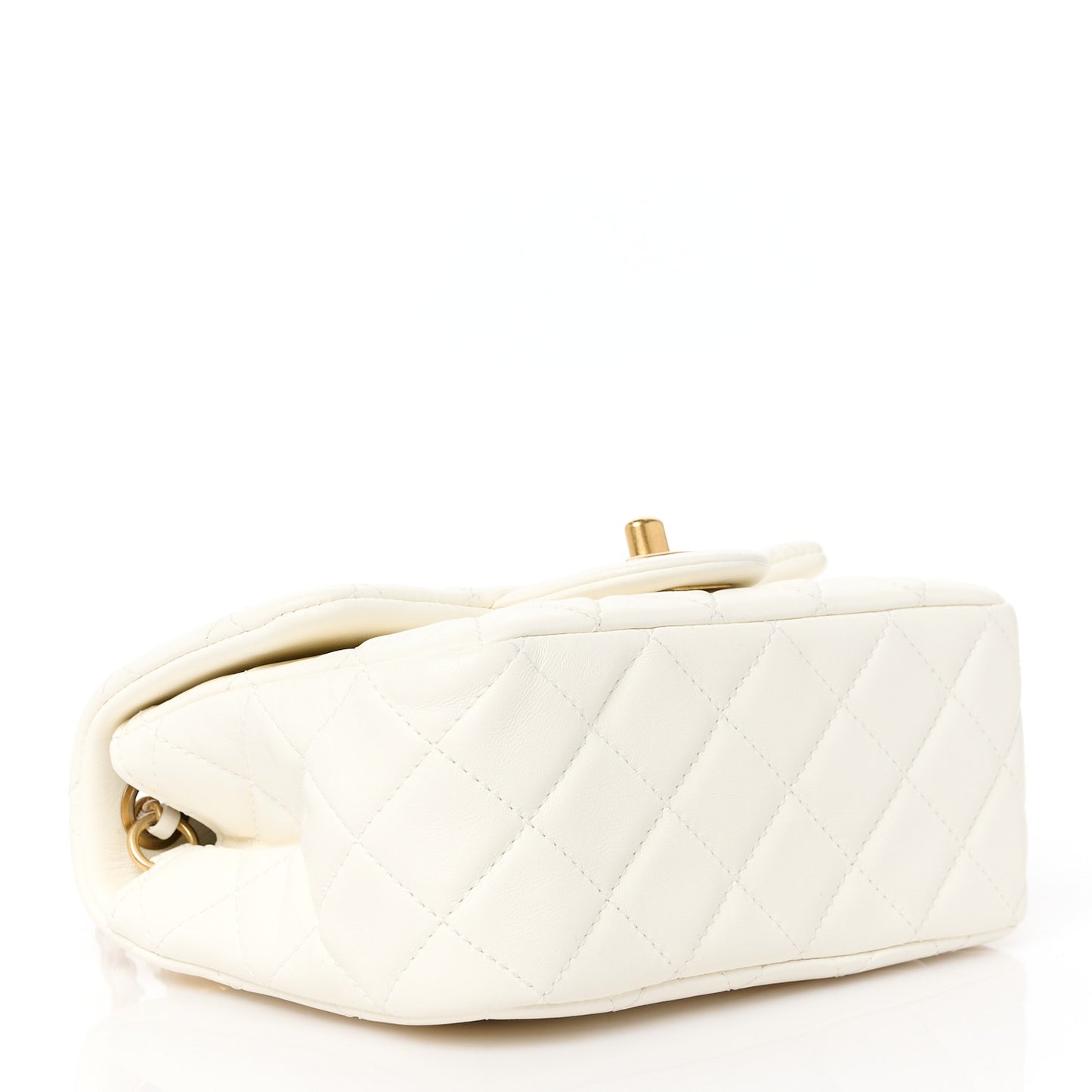 Lambskin Quilted Mini Pearl Crush Flap White