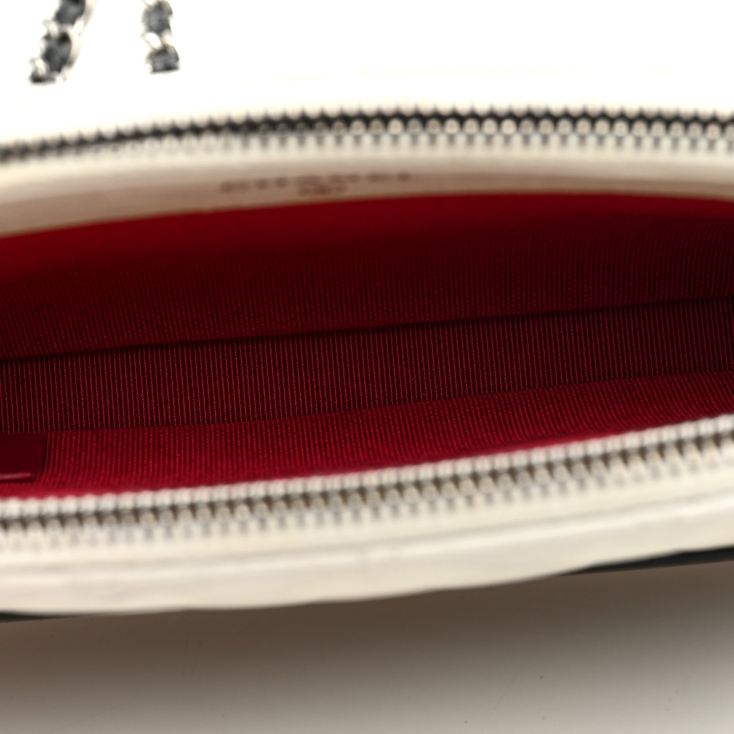 Aged Calfskin Quilted Small Gabrielle Clutch With Chain White Black