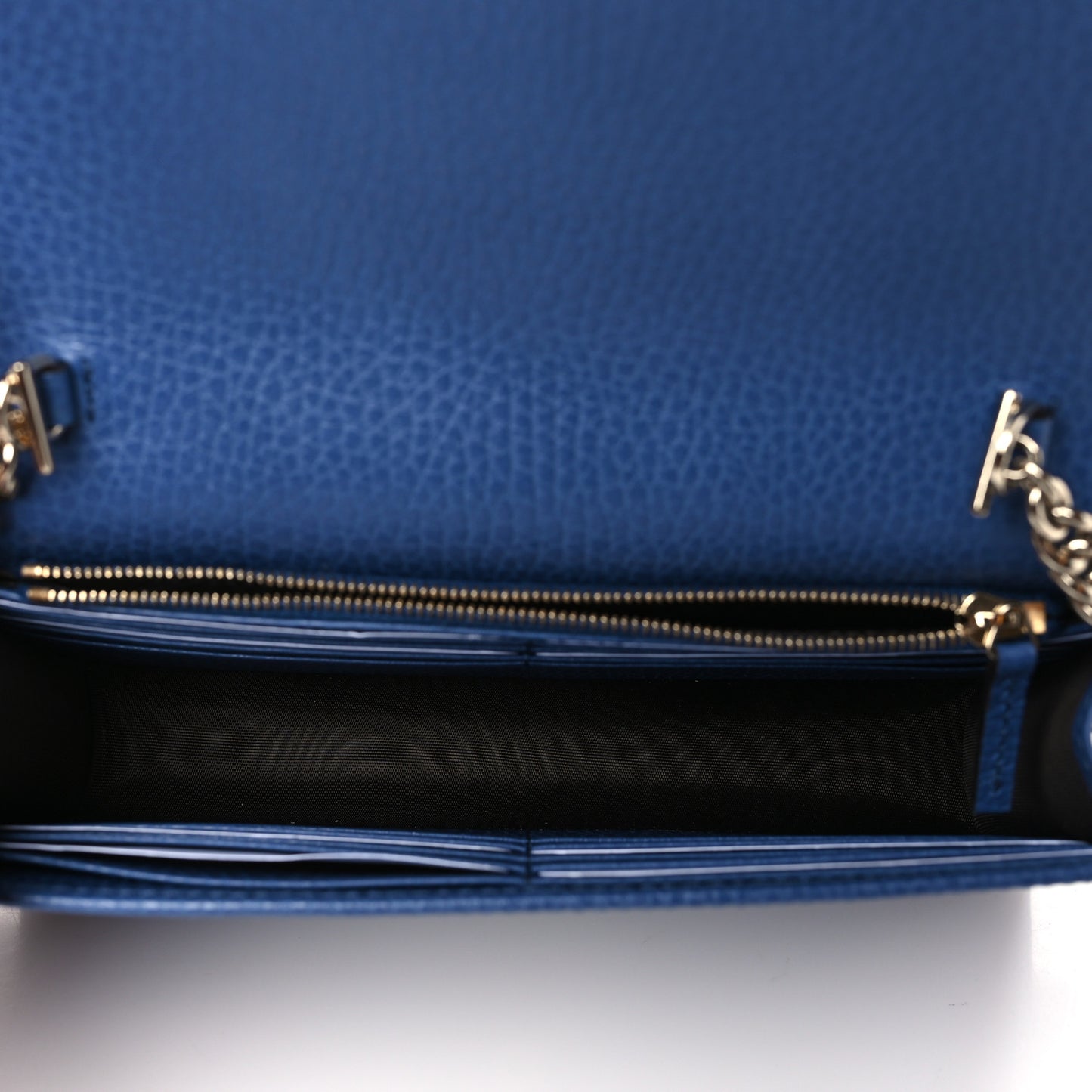 Dollar Calfskin Interlocking G Chain Wallet Caspian