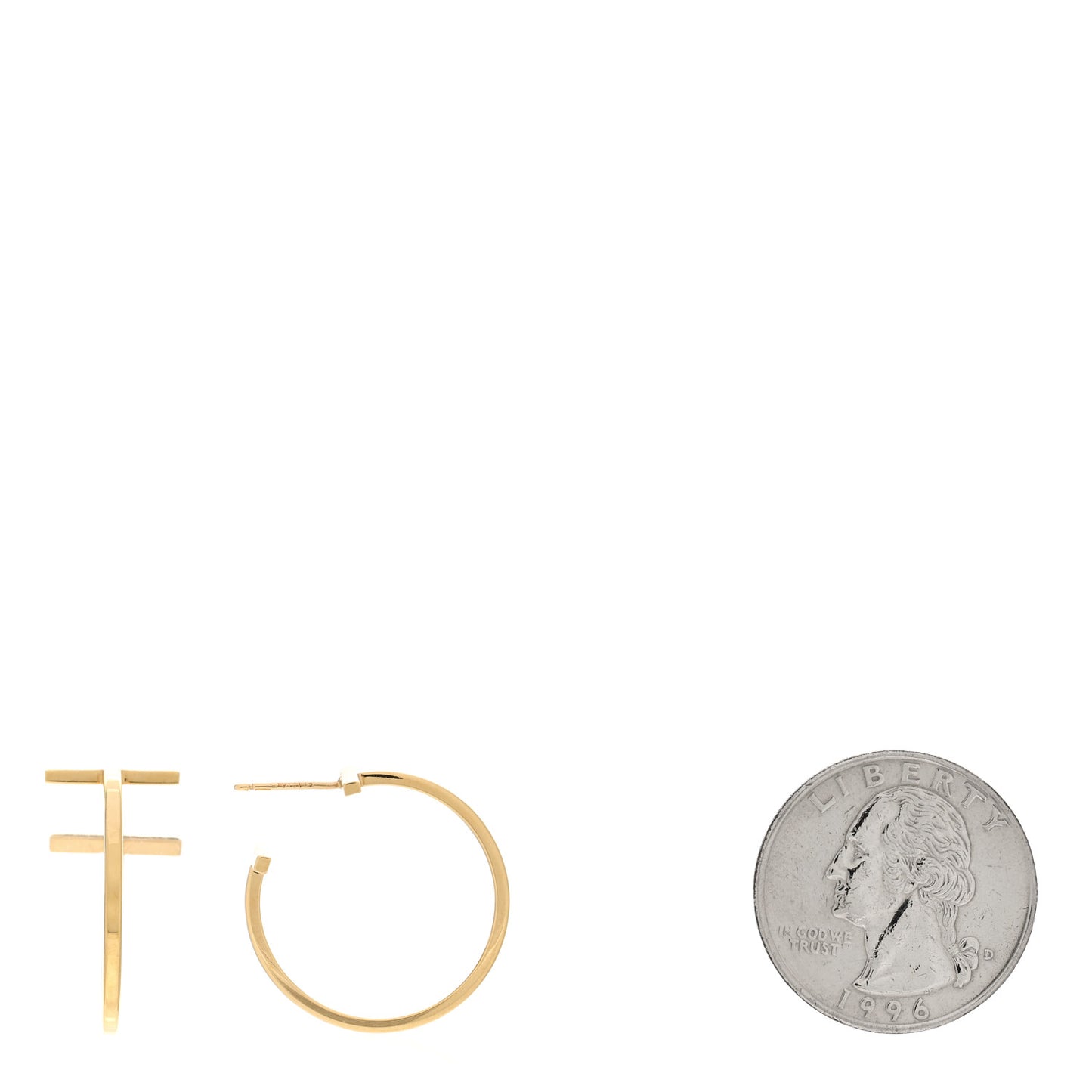 18K Yellow Gold Medium T Wire Hoop Earrings