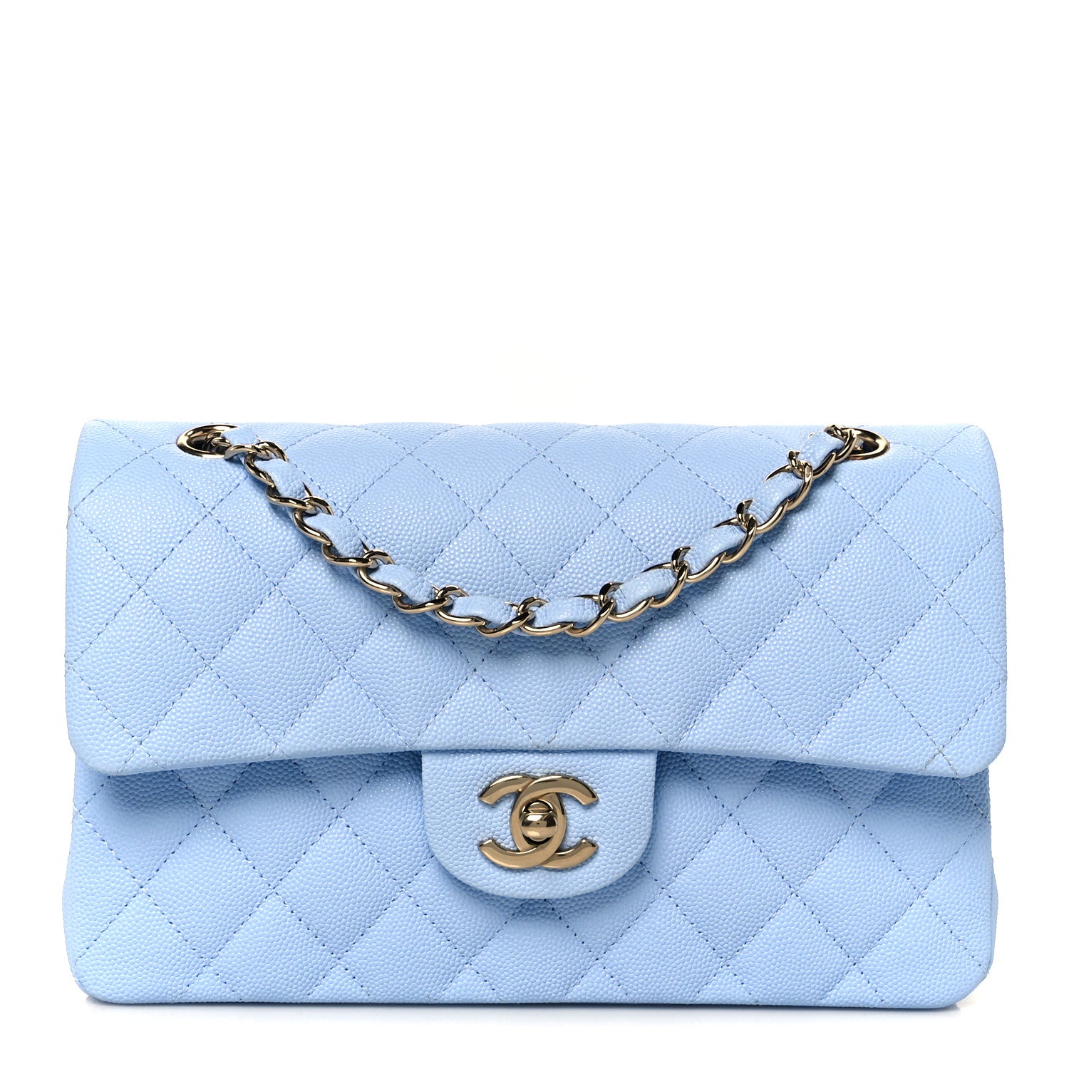Chanel Caviar Quilted Small Double Flap Light Blue 1802813