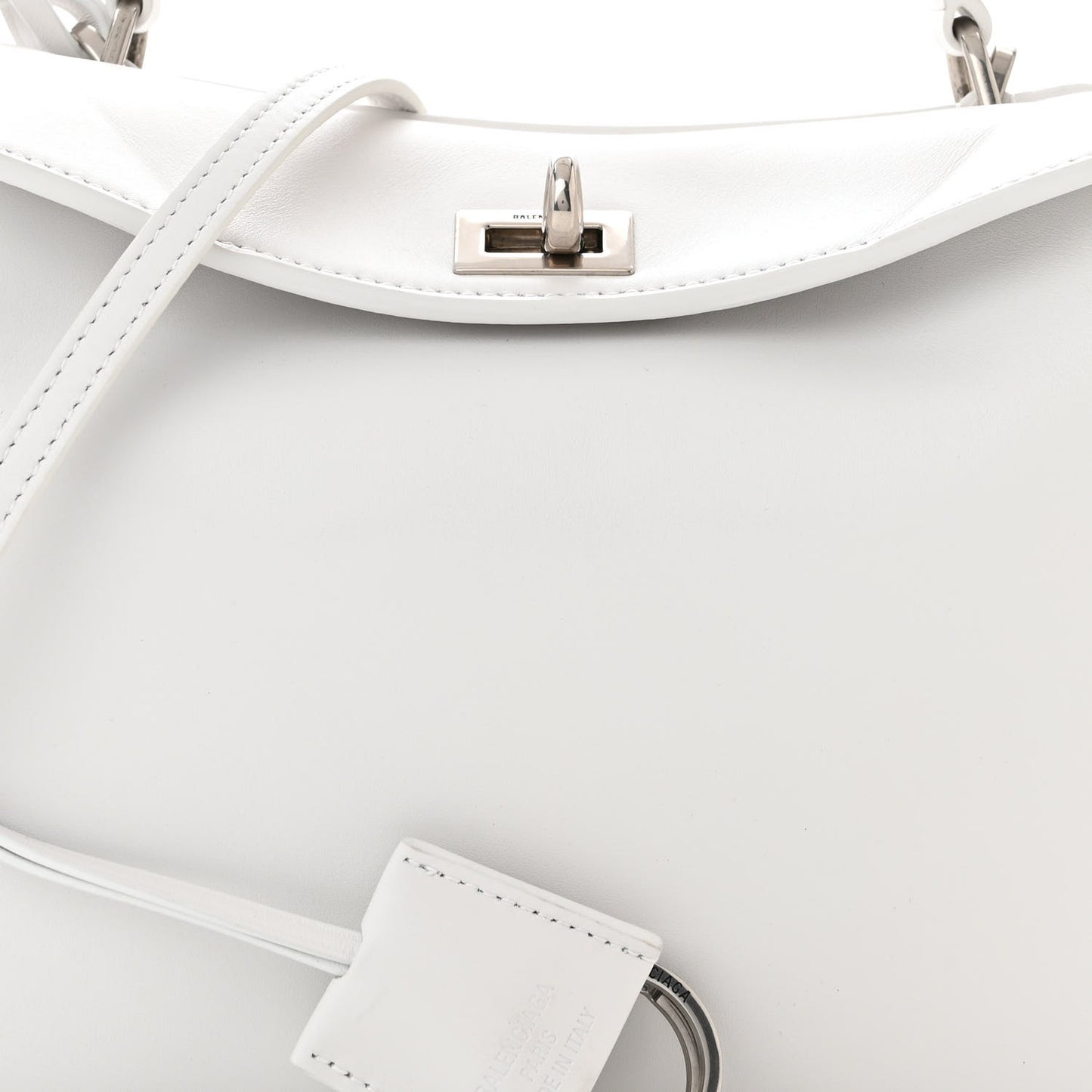 Natural Smooth Calfskin Mini Rodeo Top Handle Handbag Optic White
