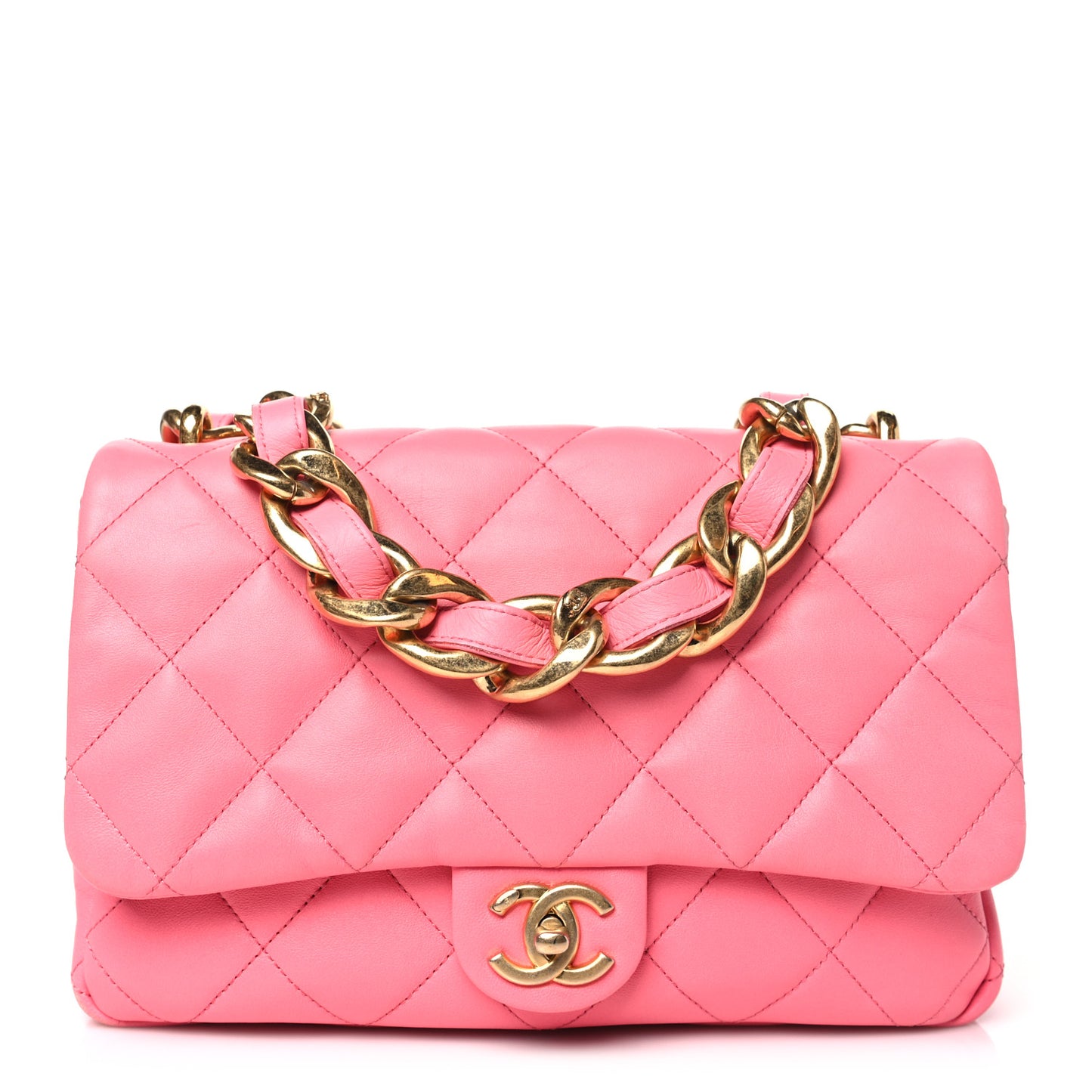 Lambskin Quilted Large CC Funky Town Flap Pink