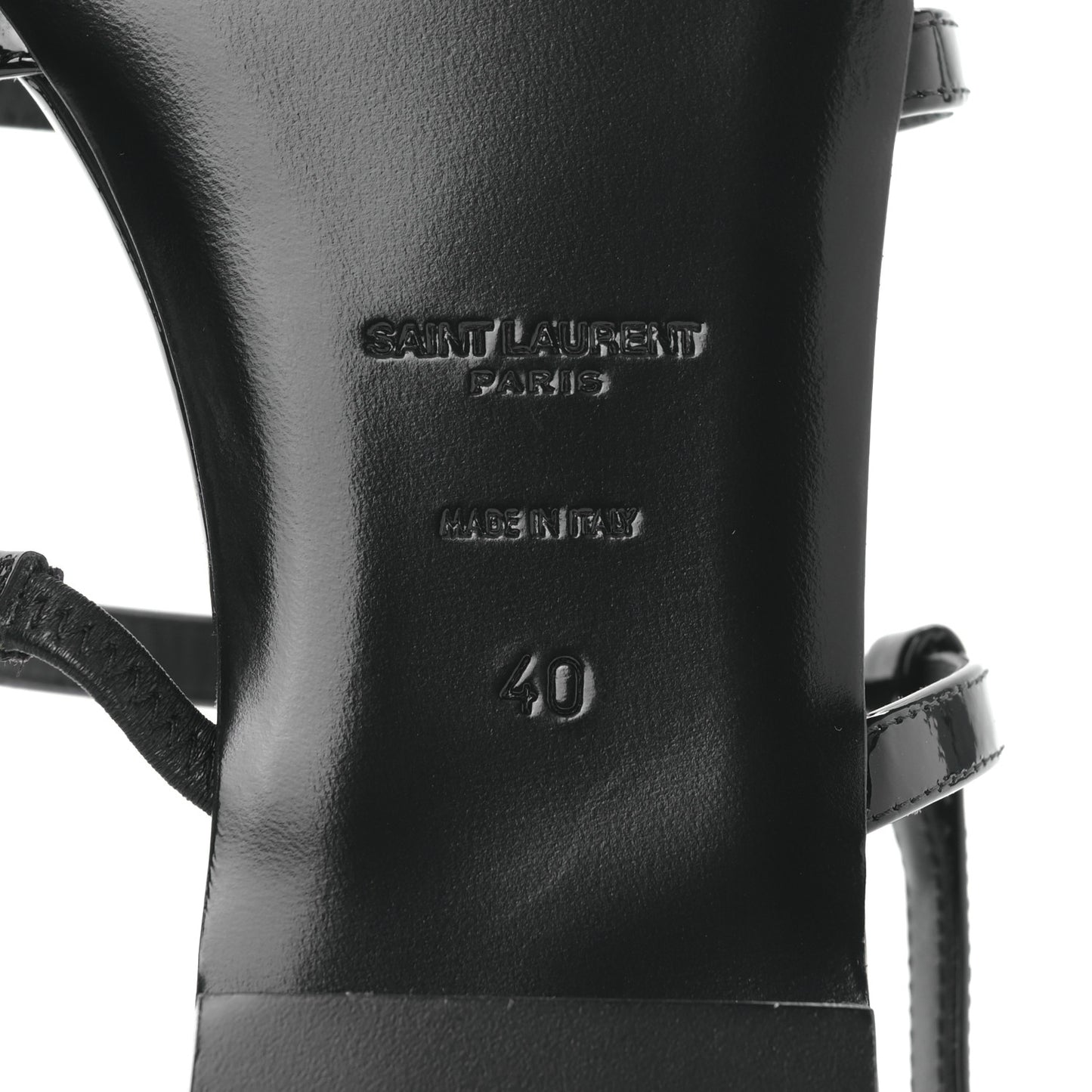 Patent Calfskin Cassandra Monogram Sandals 40 Black