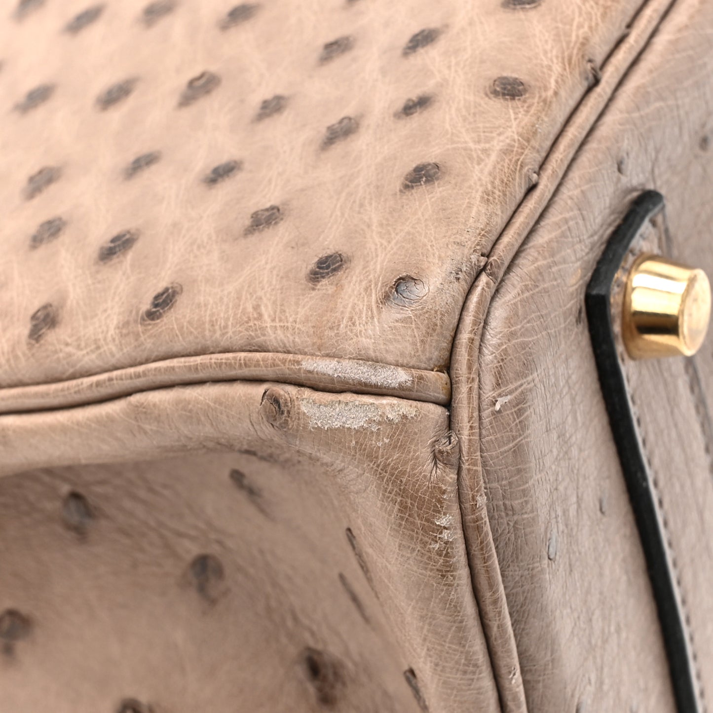 Ostrich Birkin 35 Gris Tourterelle