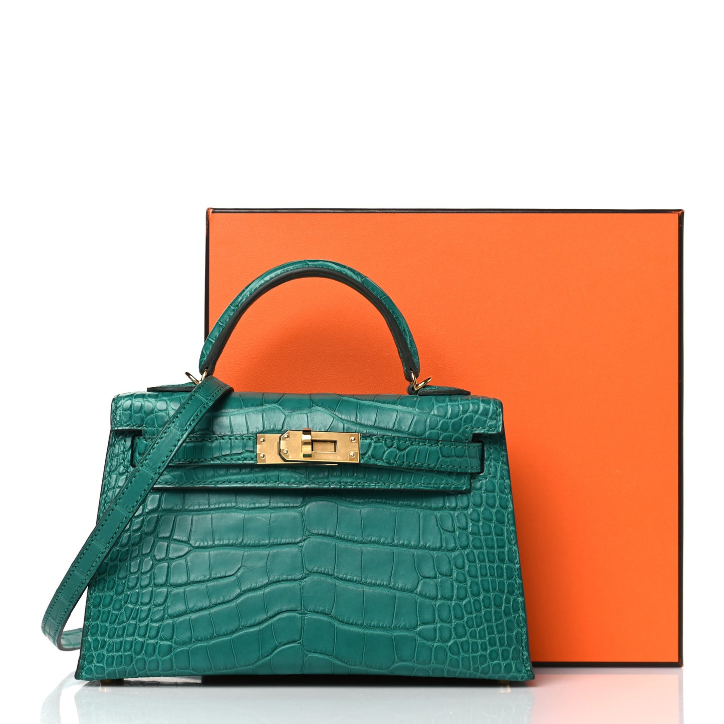 Matte Alligator Mini Kelly Sellier 20 Malachite