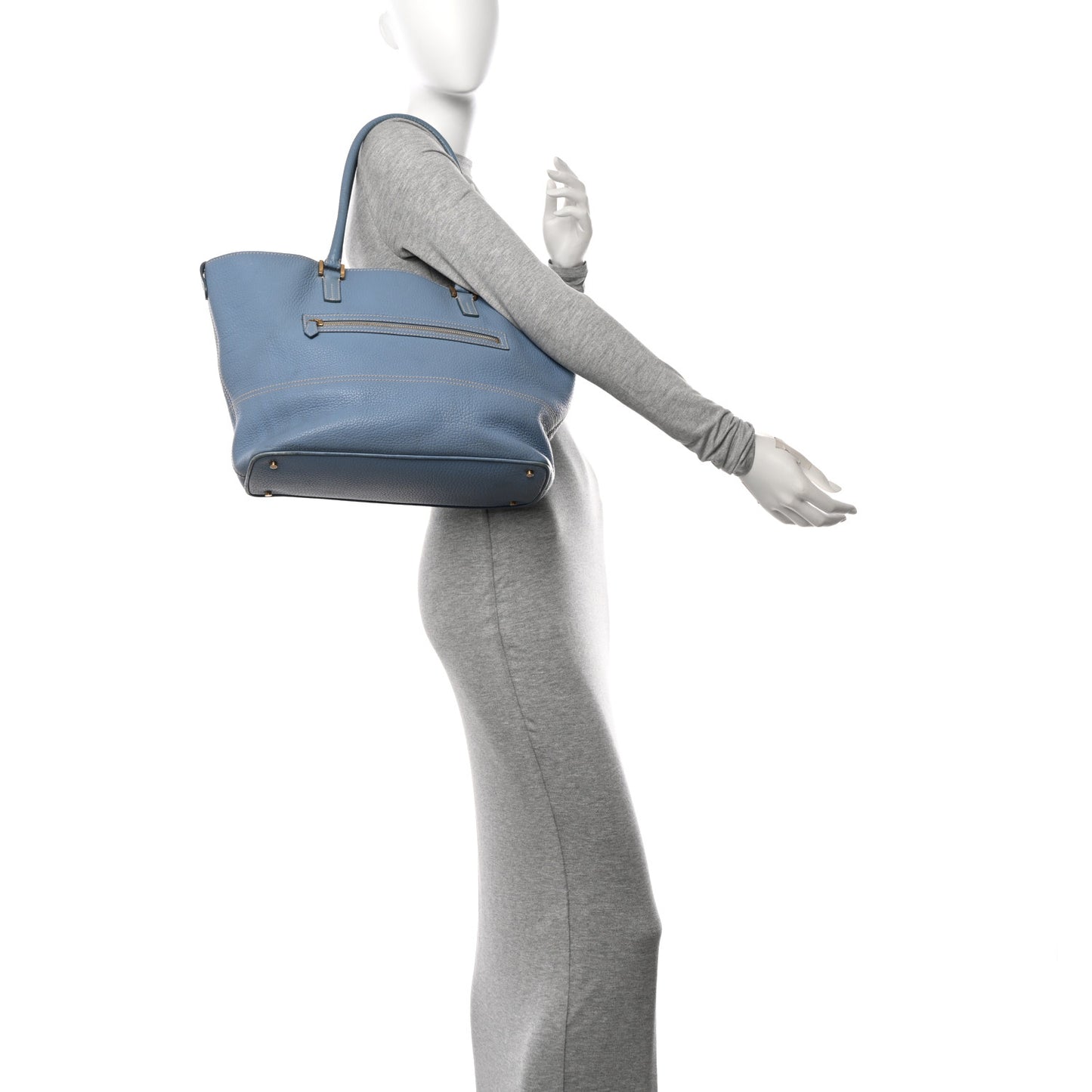Grained Calfskin Globe Shoulder Bag Sky Blue