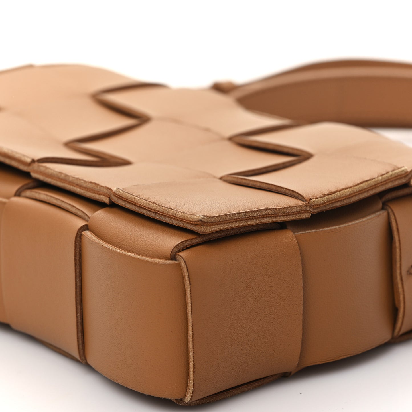 Lambskin Maxi Intrecciato Cassette Crossbody Bag Caramel