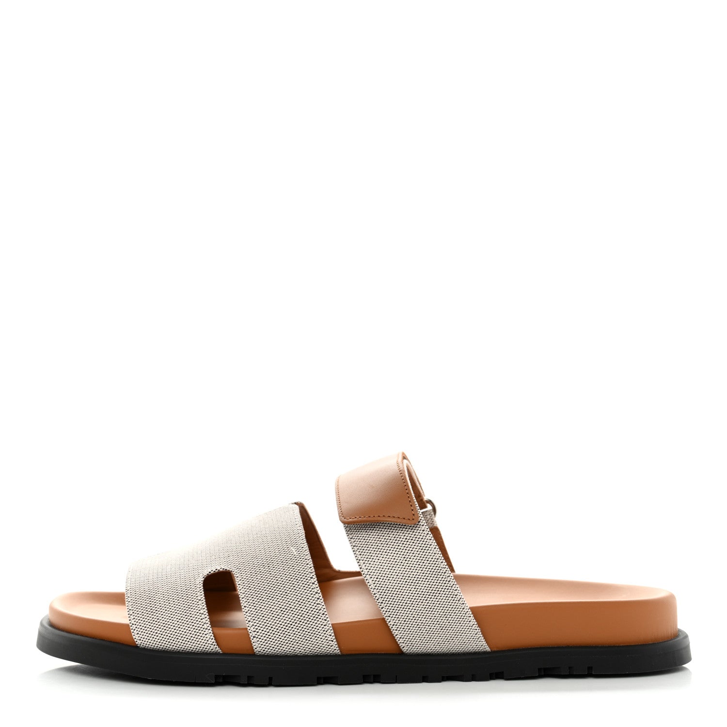 Hermes Toile De Coton Veau Lisse Mens Chypre Sandals 44 Prunoir Naturel 1 of 9