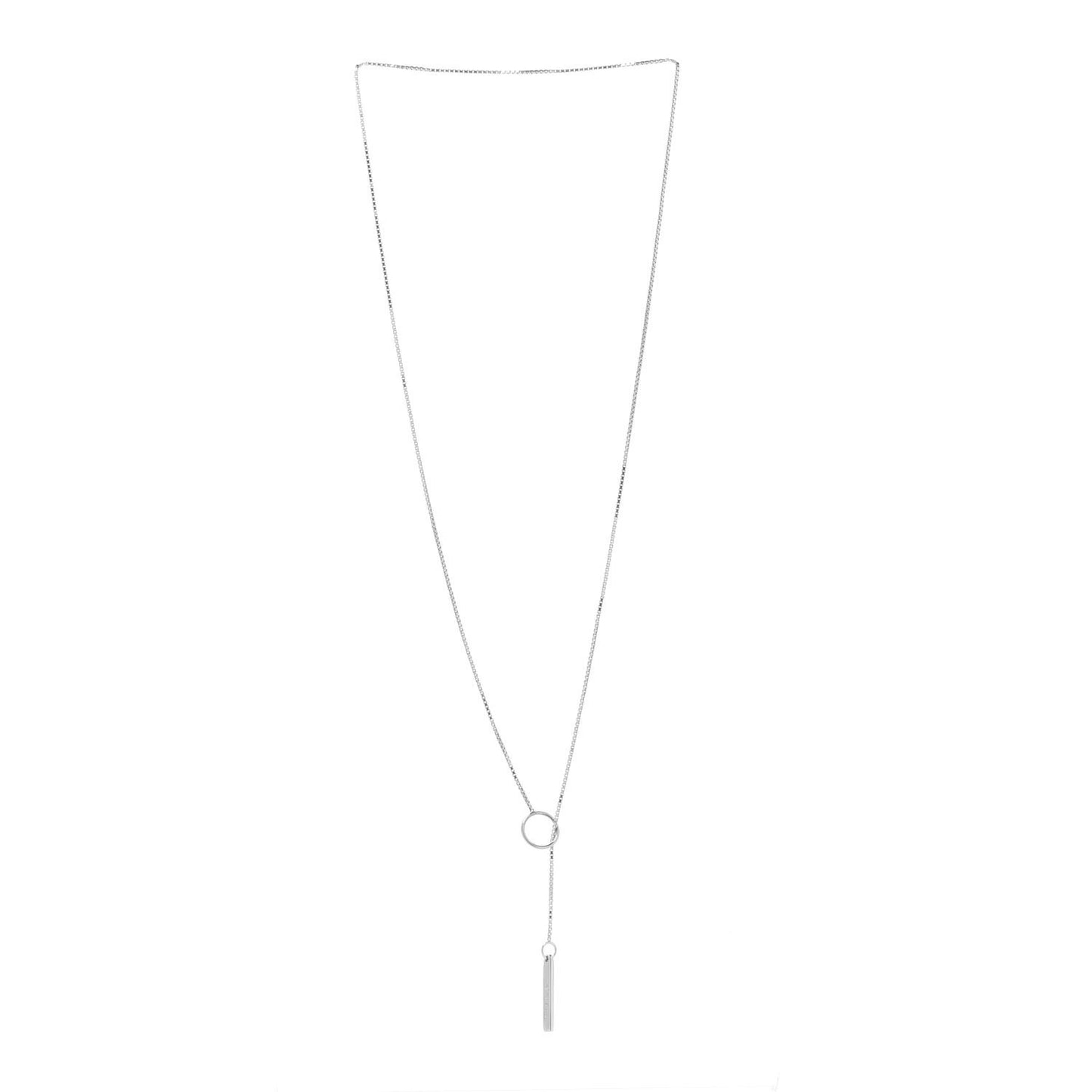 18K White Gold 20mm Lariat Necklace