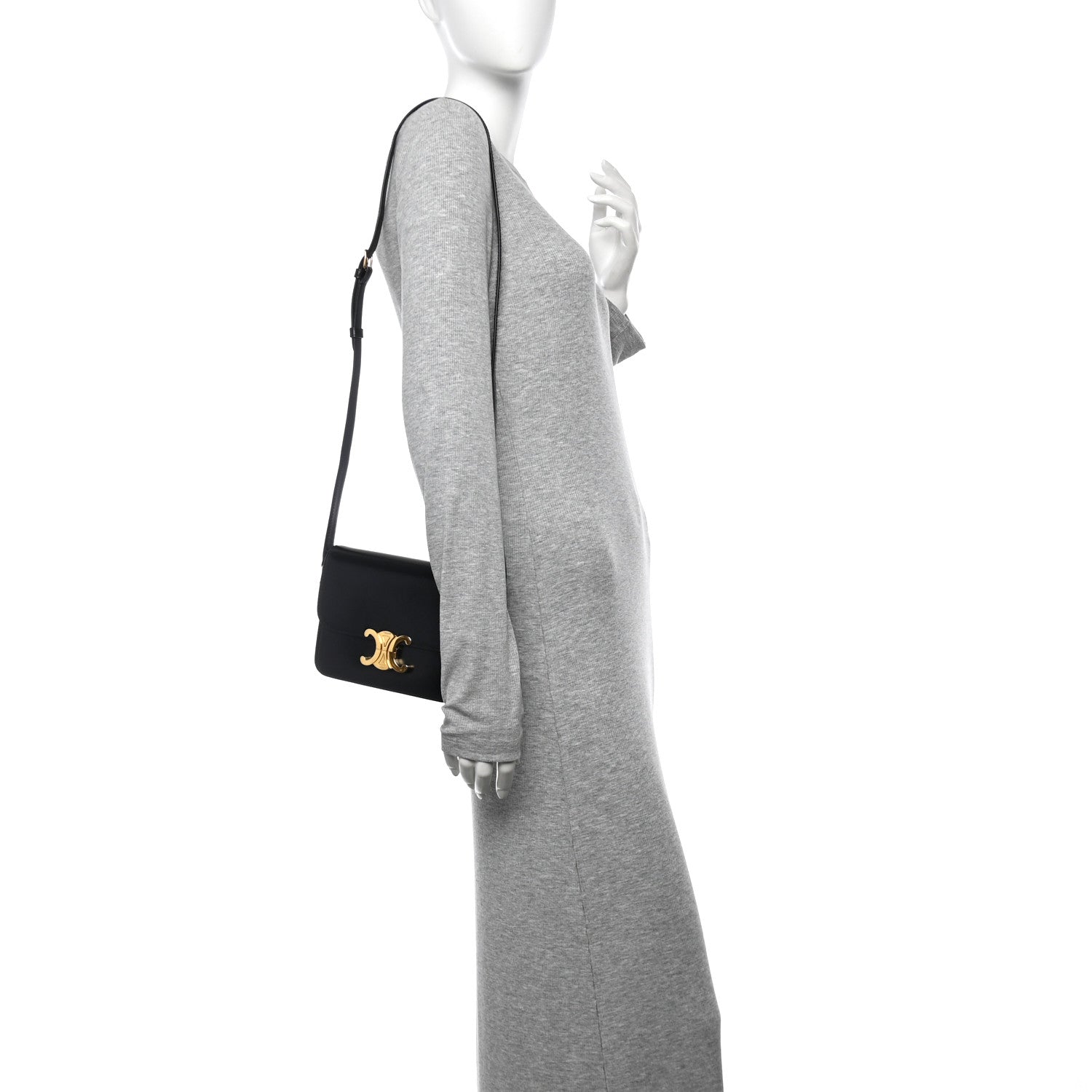 Celine Shiny Calfskin Teen Triomphe Black 2 of 11