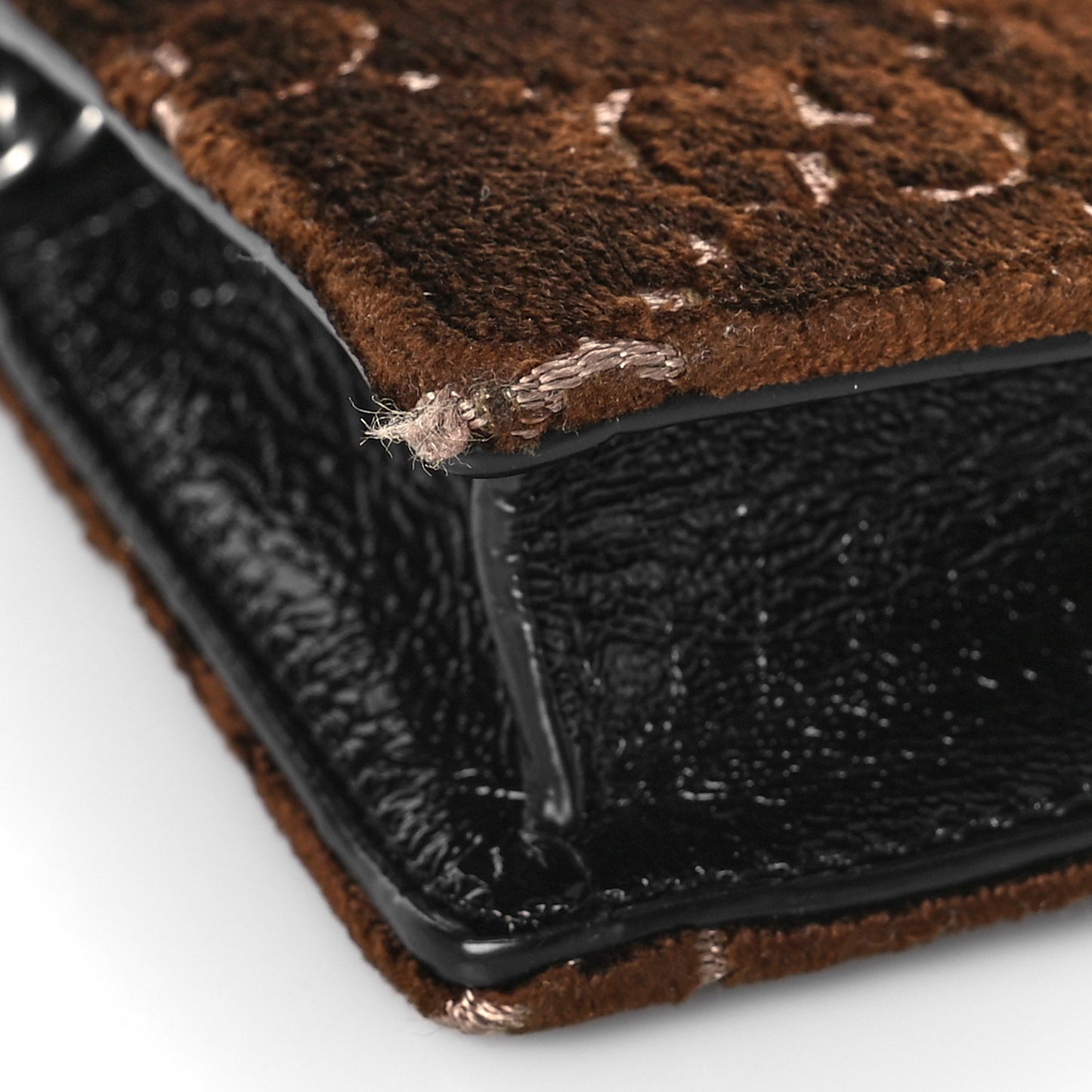 Velvet Skipper Crystal GG Monogram Super Mini Dionysus Shoulder Bag Brown Black Black Diamond