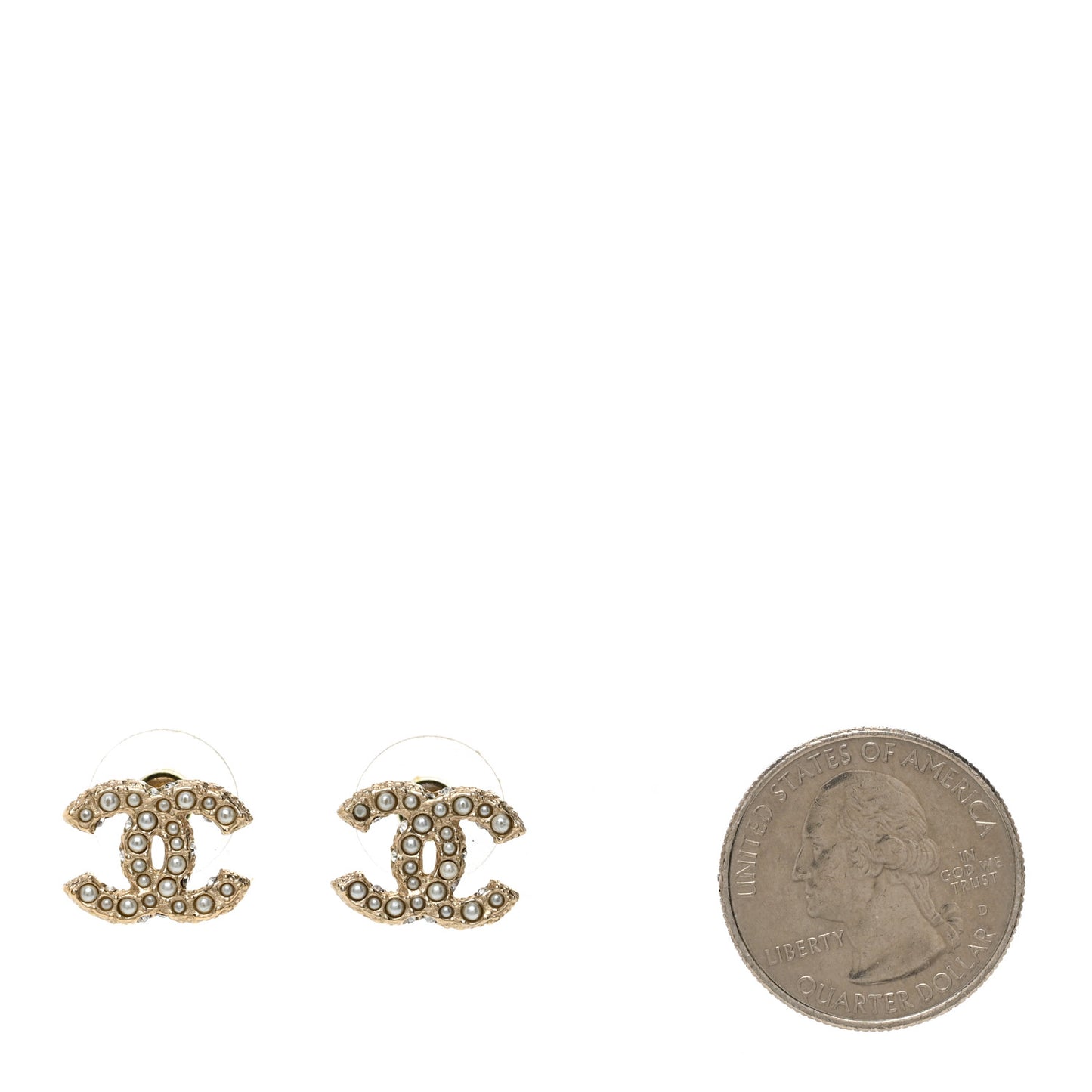 Pearl Crystal CC Earrings Light Gold