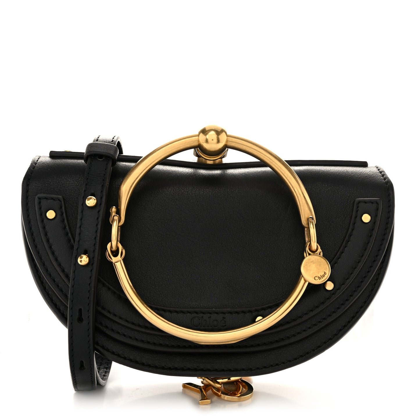 Calfskin Small Nile Bracelet Minaudiere Bag Black
