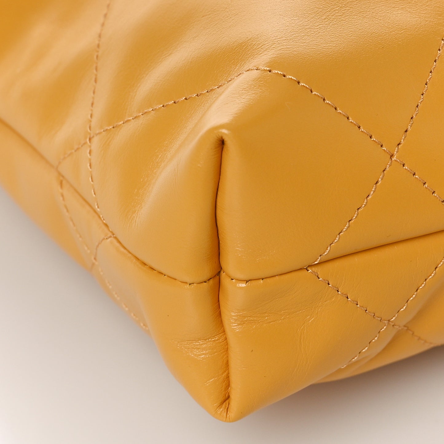 Shiny Calfskin Quilted Mini Chanel 22 Yellow