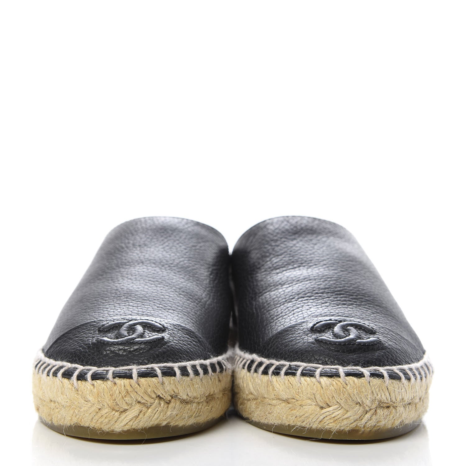 Chanel Grained Calfskin CC Espadrilles 36 Black 2 of 10