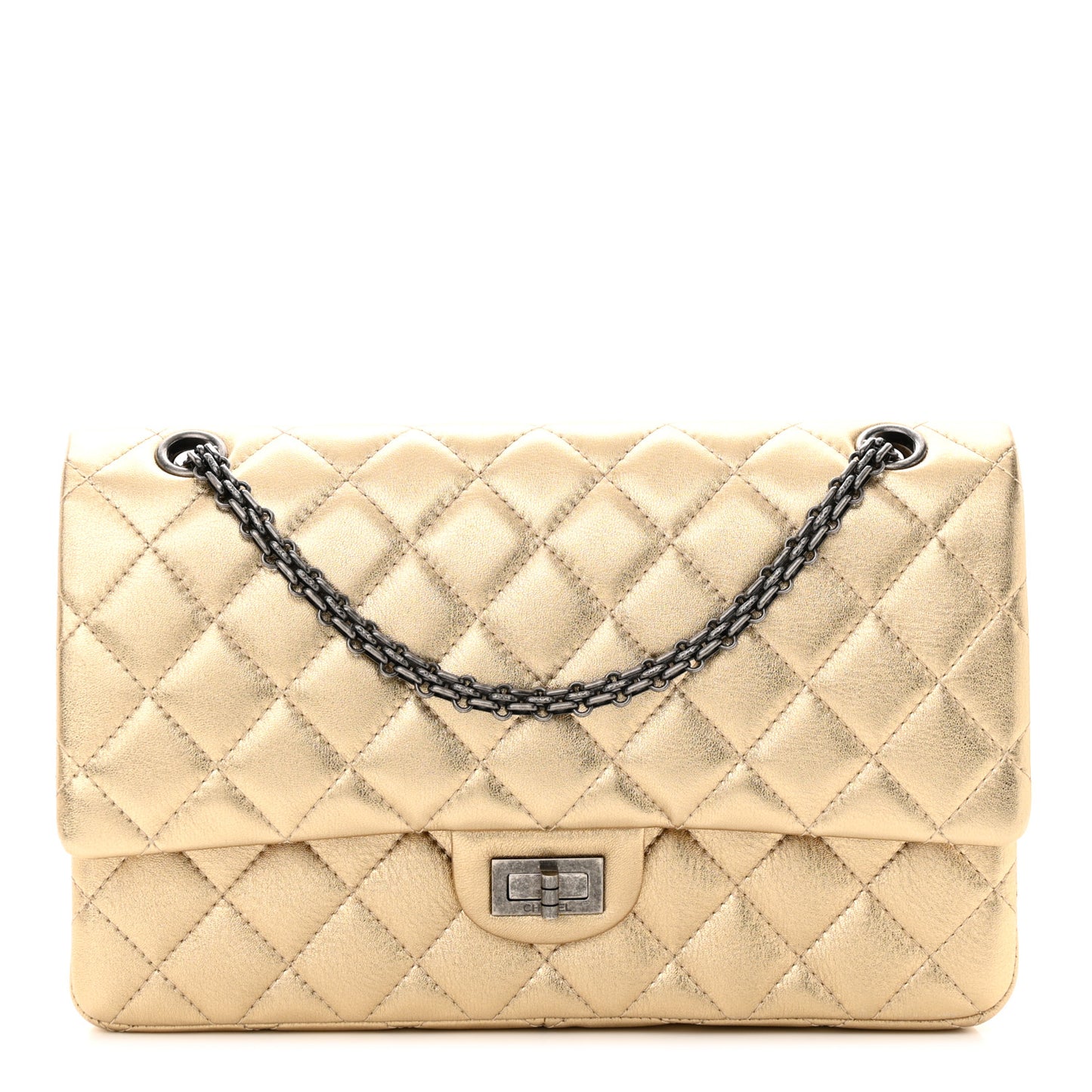 Metallic Calfskin Quilted 2.55 Reissue 226 Flap Gold