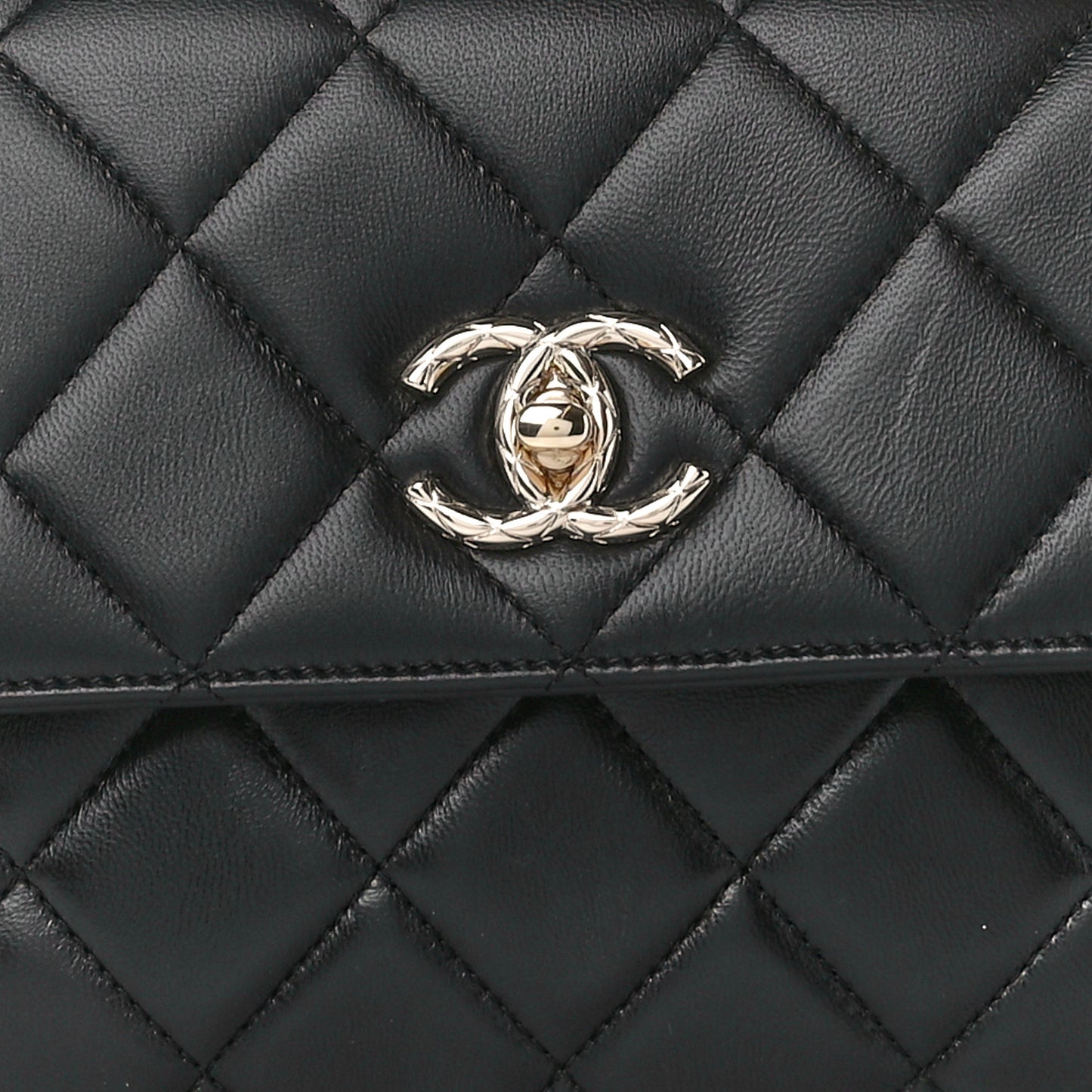 Lambskin Quilted Small Trendy CC Dual Handle Flap Bag Black