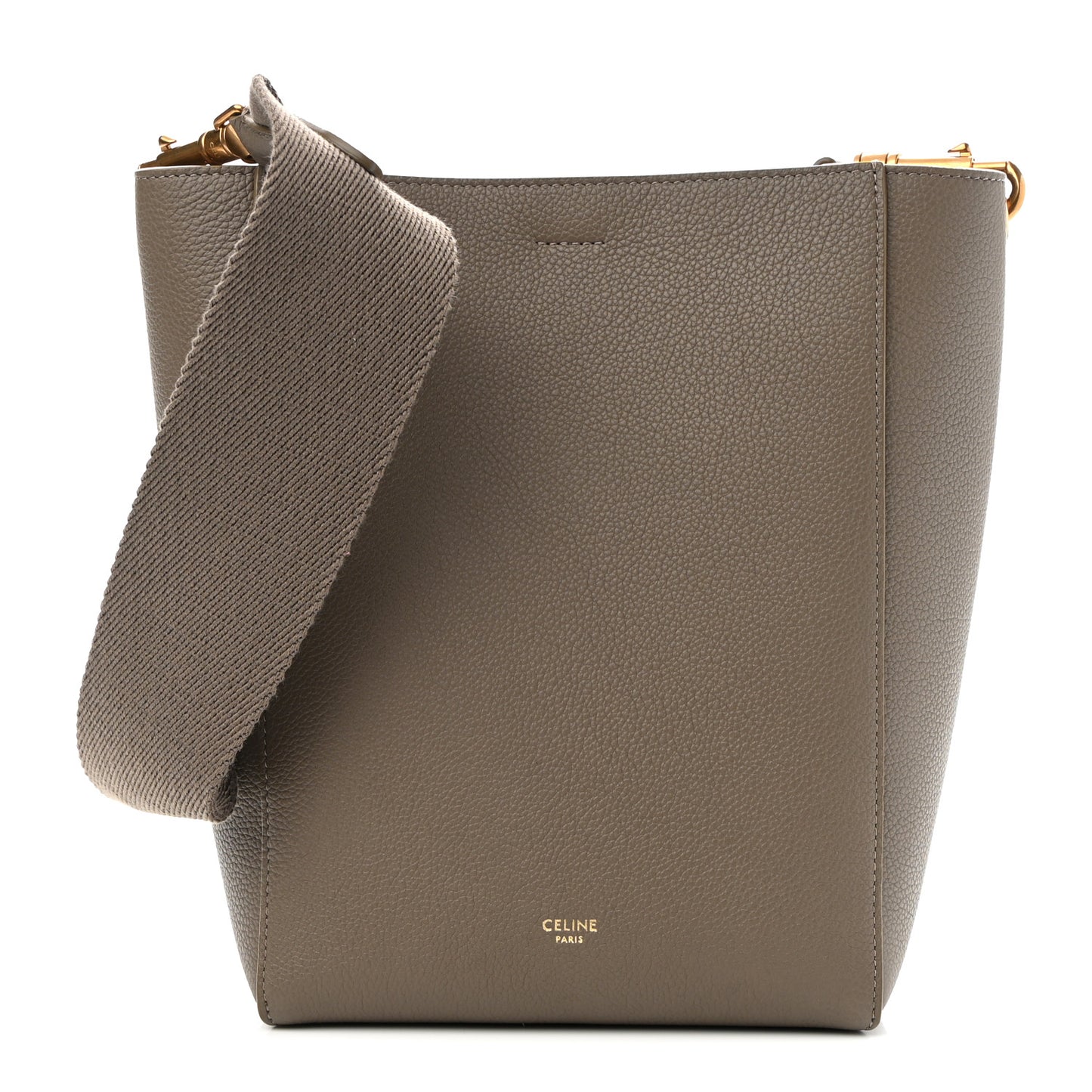 Soft Grained Calfskin Small Sangle Bucket Bag Taupe
