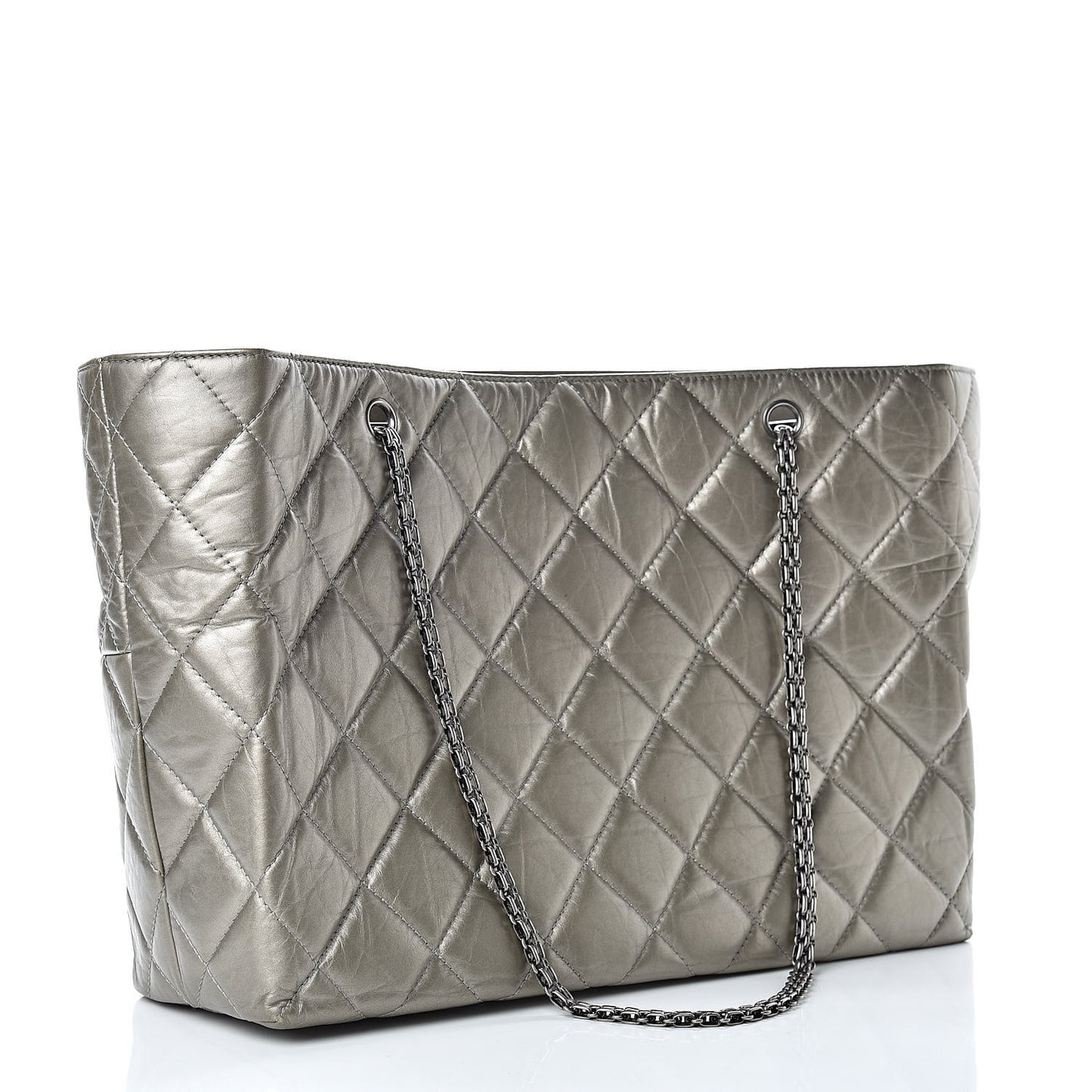 Aged Calfskin Quilted Reissue 2.55 Tote Light Gold