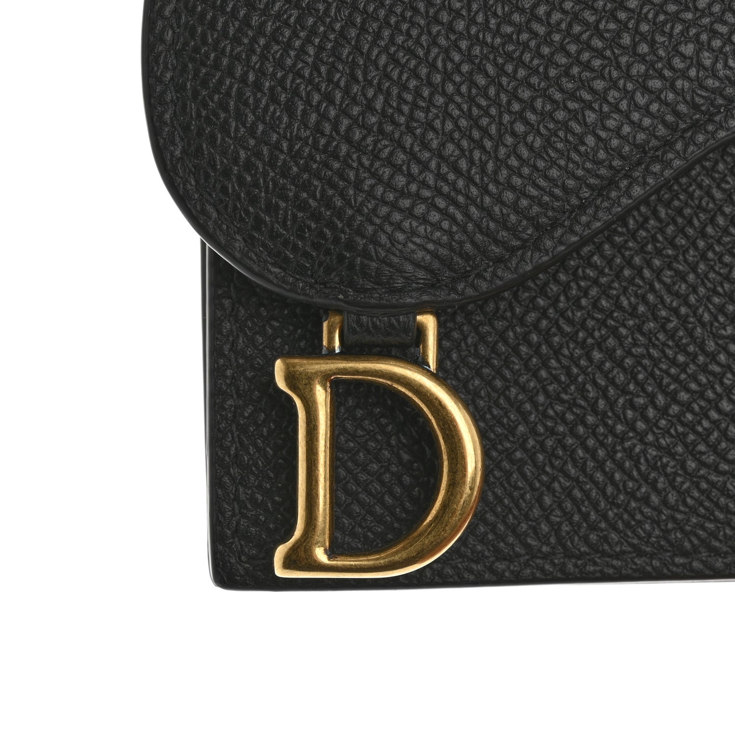 Grained Calfskin Saddle Card Holder Black