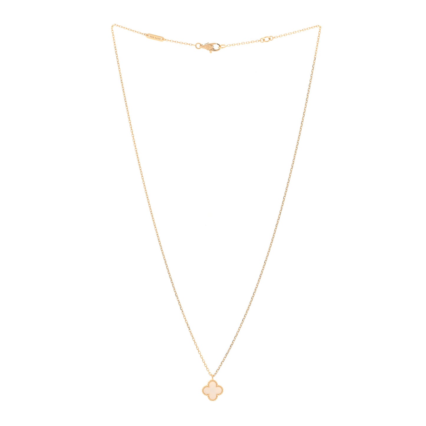 18K Yellow Gold Mother of Pearl Sweet Alhambra Pendant Necklace