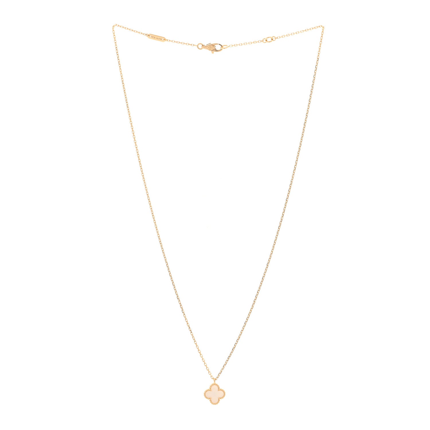 Van Cleef & Arpels 18K Yellow Gold Mother of Pearl Sweet Alhambra Pendant Necklace 3 of 4