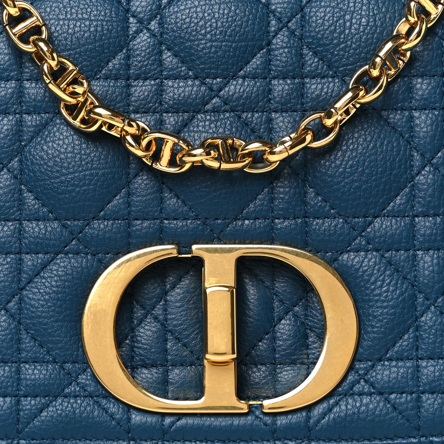 Calfskin Cannage Medium Caro Bag Steel Blue