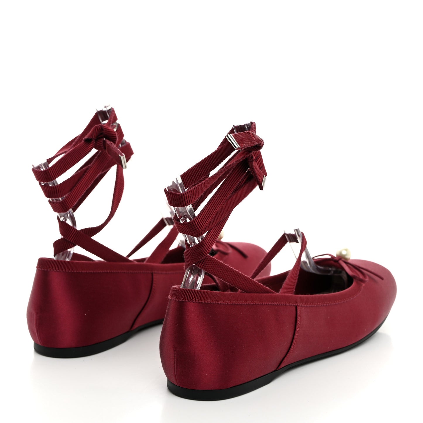 Satin Grosgrain D-Joy Ballet Flats 38 Scarlet